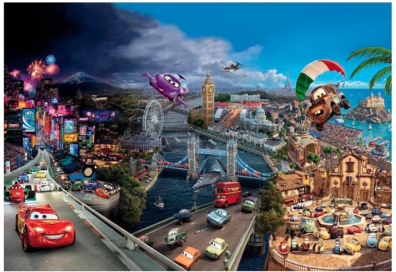 Komar Fototapete "Cars World - Größe 368 x 254 cm" bedruckt glatt Kinderzimmer