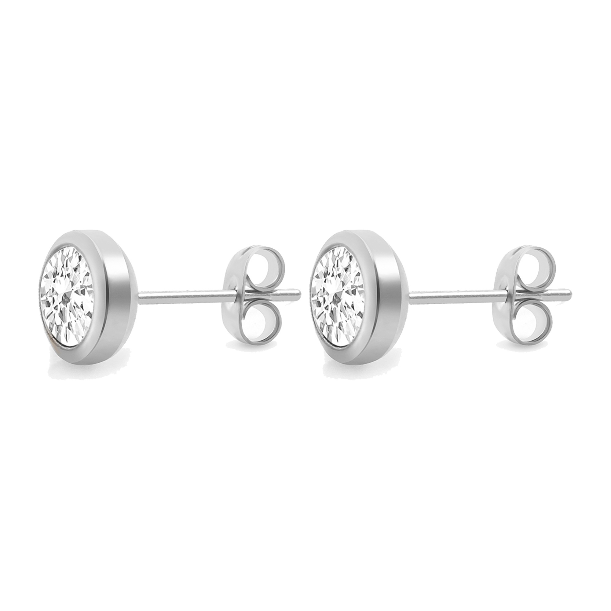 Zeeme Paar Ohrstecker »Edelstahl mit weißem Zirkonia 6mm«