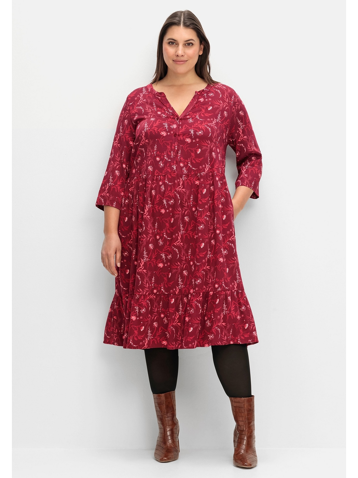 Sheego A-Linien-Kleid »Große Größen«, mit 3/4-Ärmeln