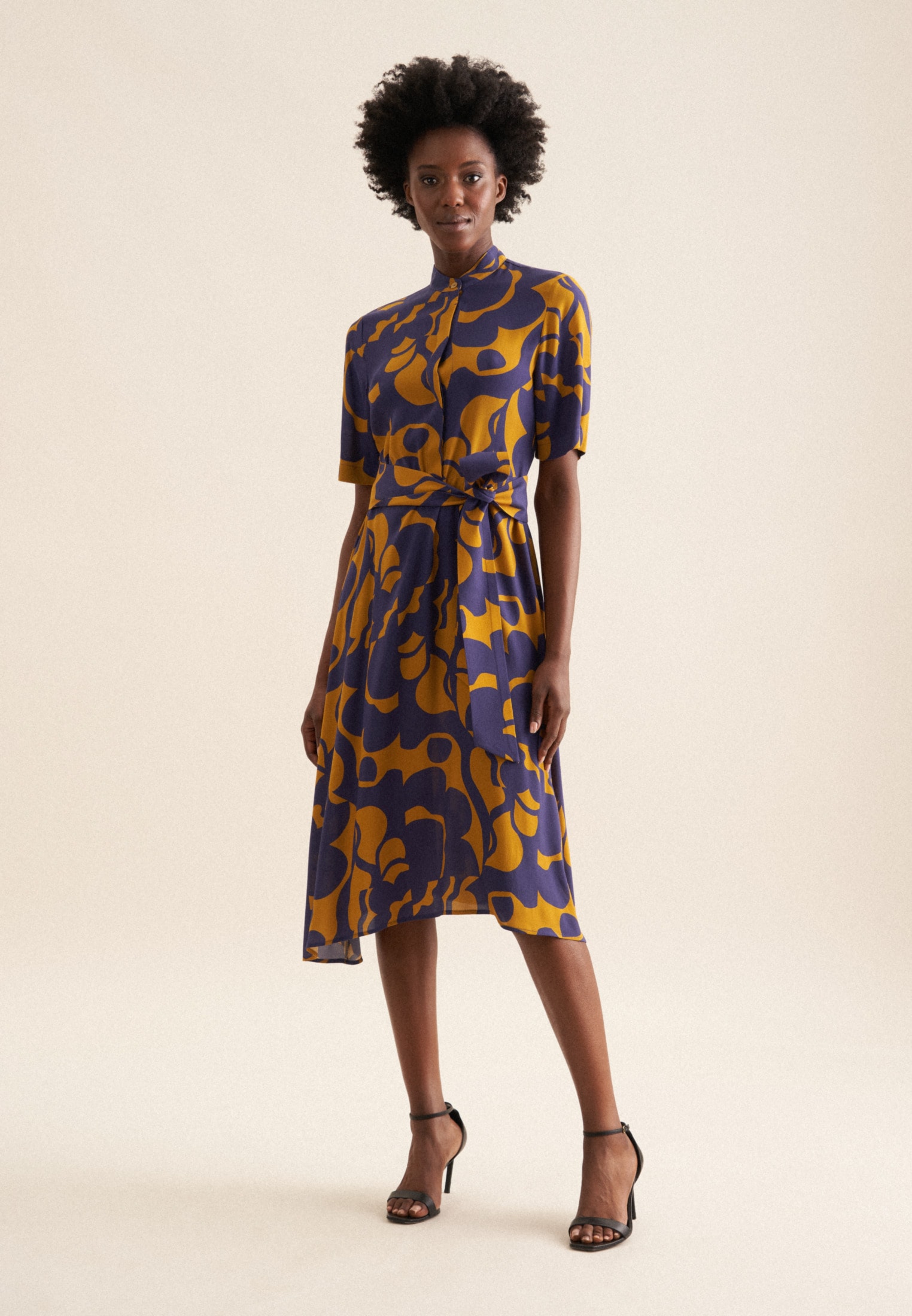 seidensticker Sommerkleid "Schwarze Rose" 1/2 Rundhals Geometrische Muster günstig online kaufen