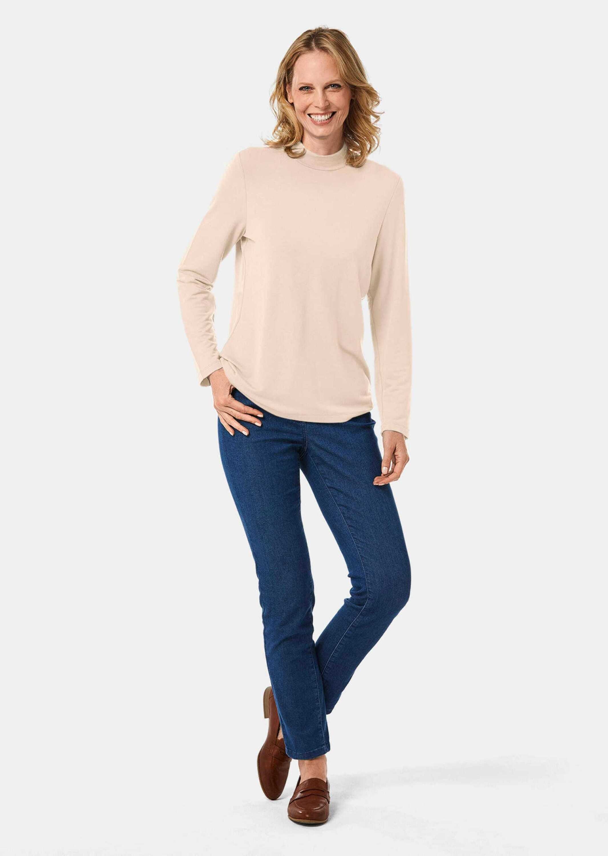 GOLDNER Longpullover "Kurzgröße Stehkragenshirt mit Langarm" Ohne günstig online kaufen