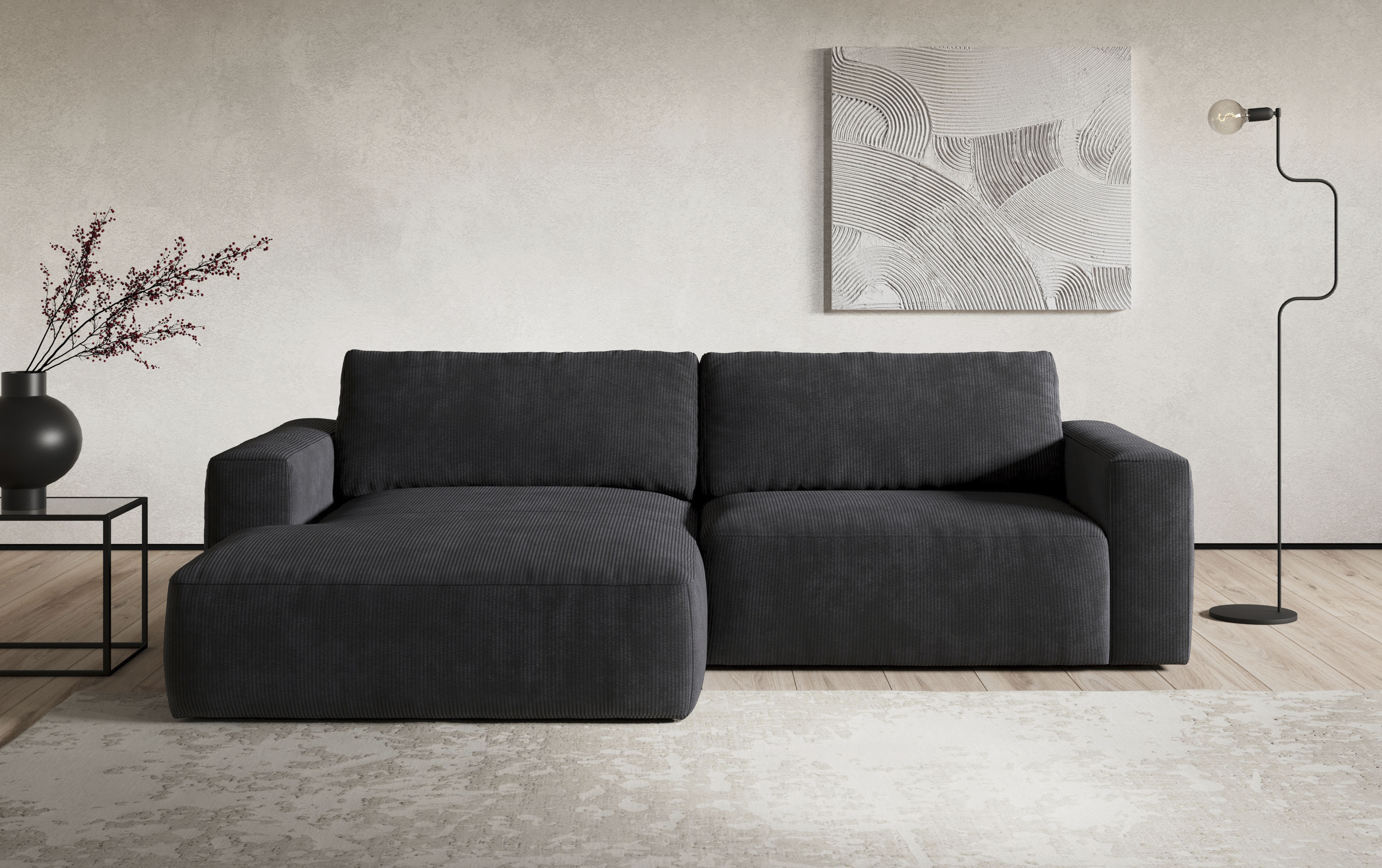 COTTA Ecksofa "Lasso L-Form, B: 288 cm, XL Sofa, Top Modern" XL Recamiere B:114 cm, bequeme Wellenunterfederung, viele Stoffe