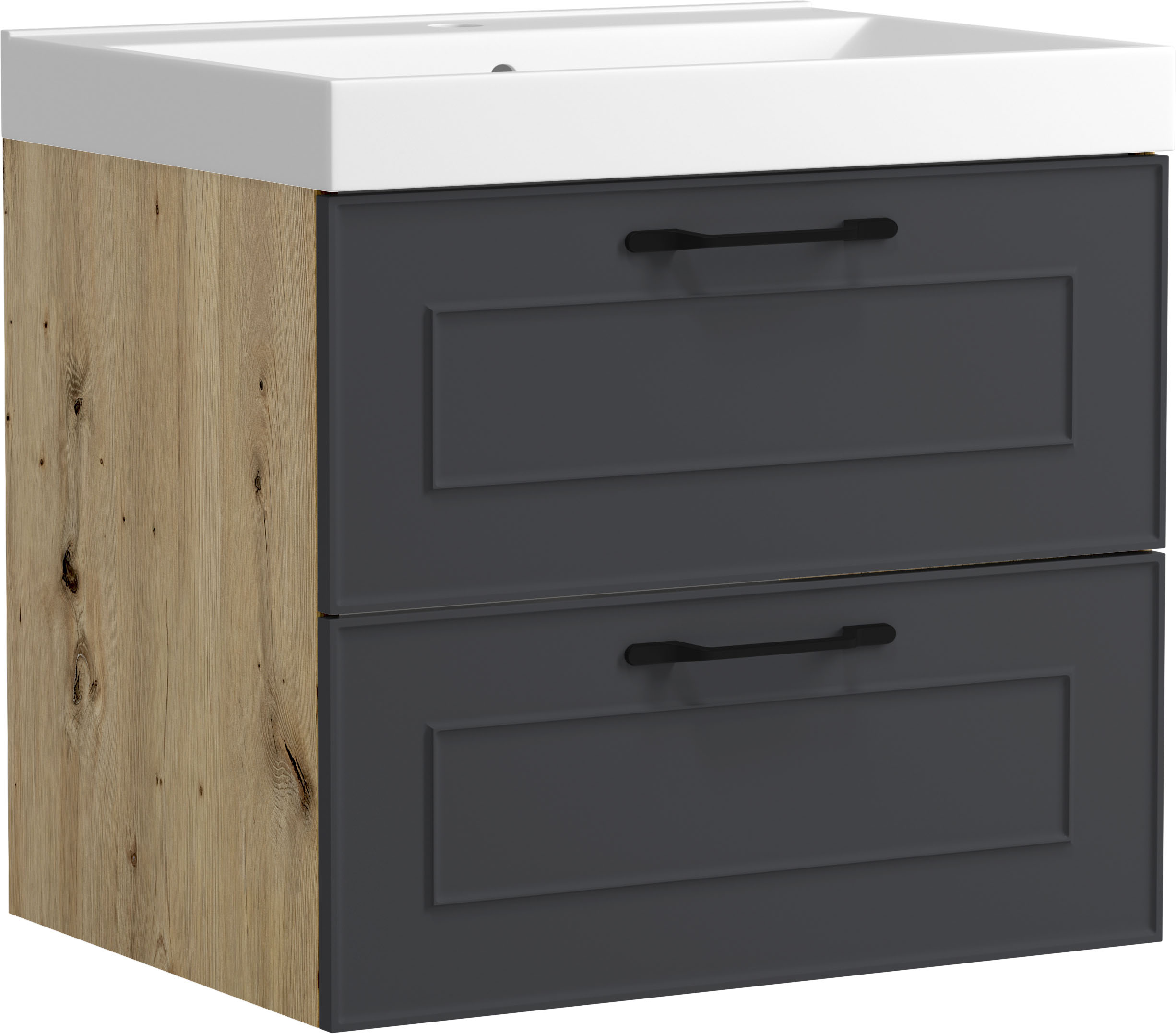 welltime Waschtisch "CADIZ, Waschtisch" Landhausoptik, schwarze Akzente