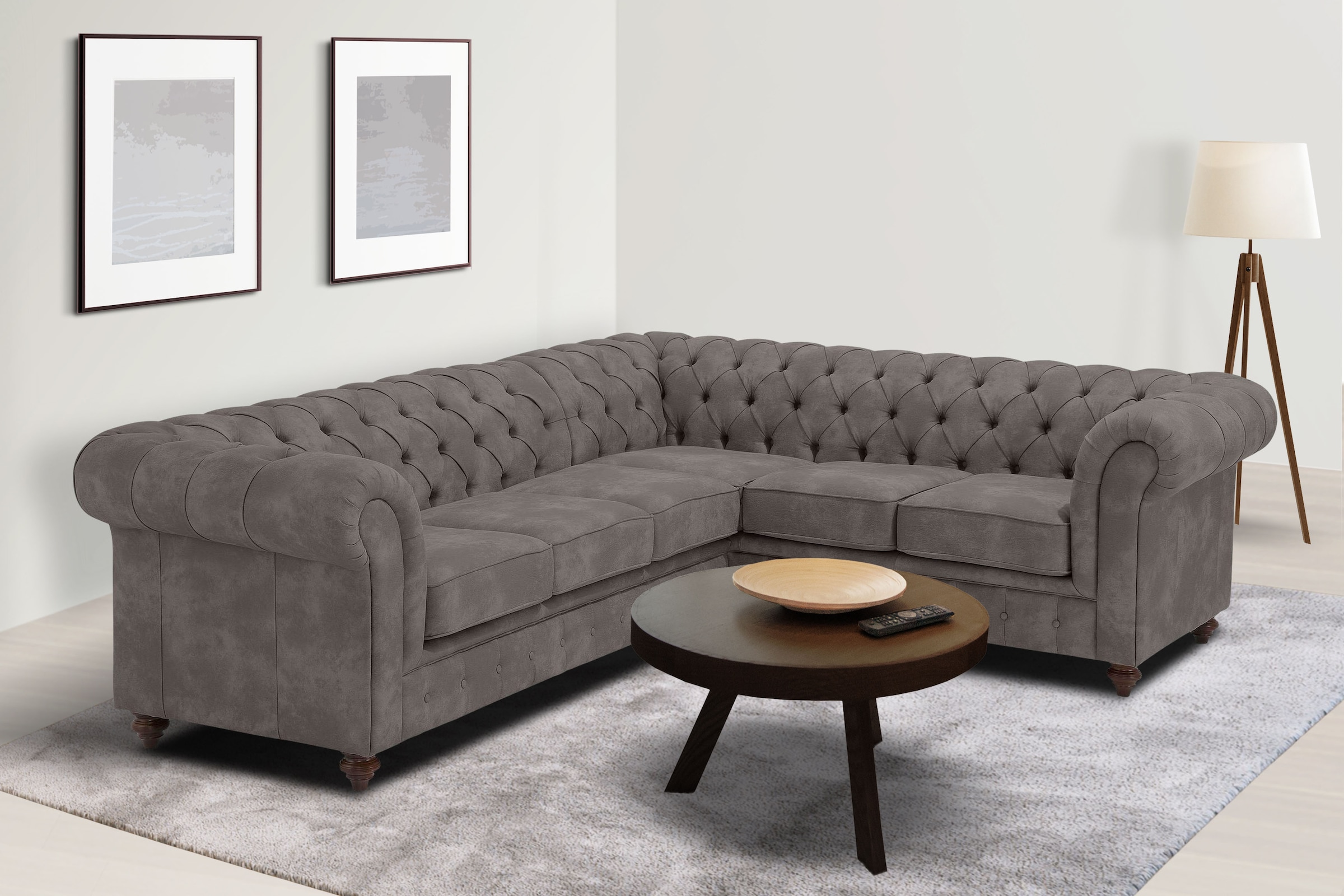 Home affaire Chesterfield-Sofa "Chesterfield Ecksofa, auch in Leder L-Form" günstig online kaufen