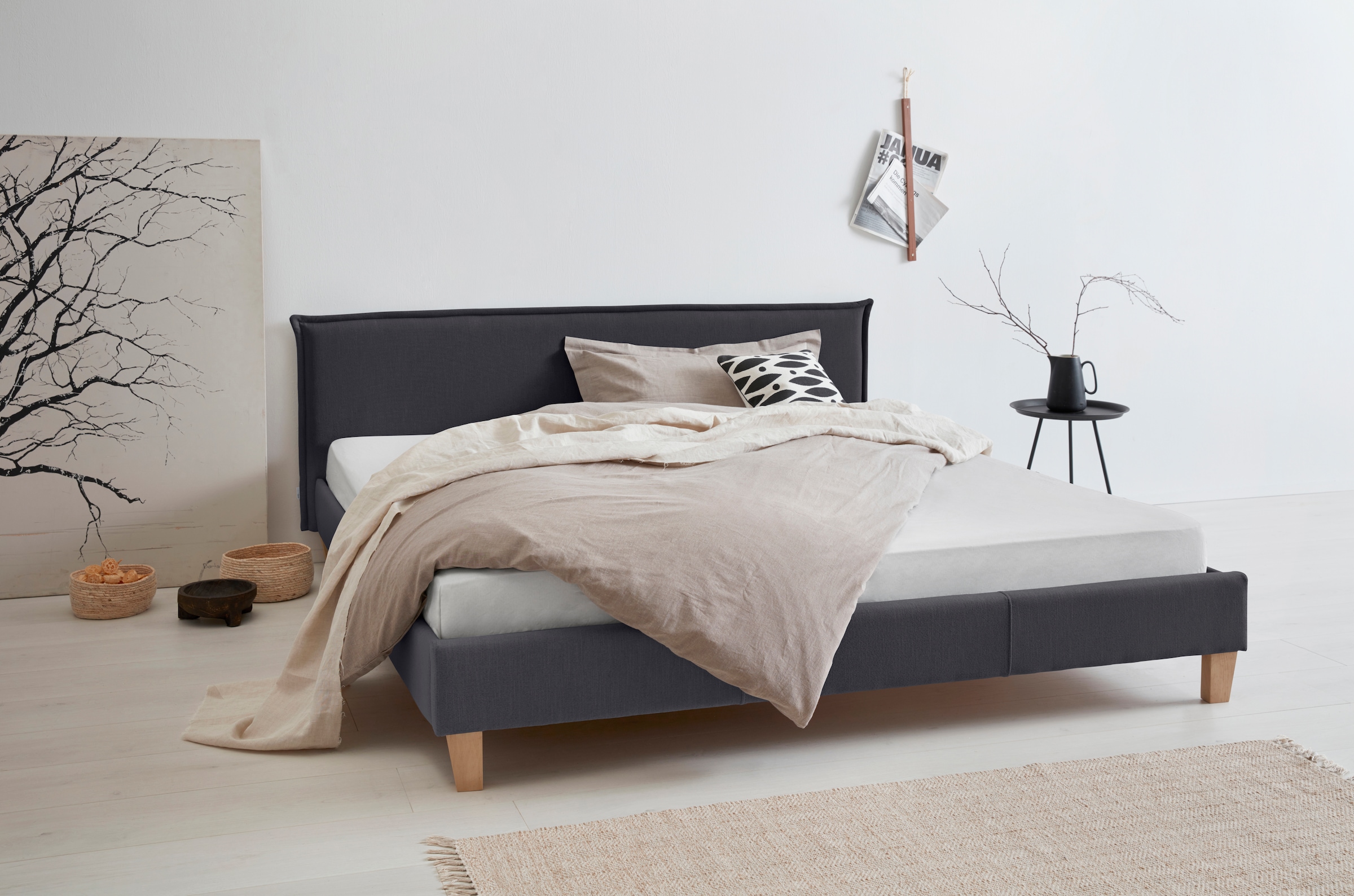 OTTO products "Heddi" in 5 Breiten: von 90cm-200cm, Biese am Kopfteil, Strukturstoff