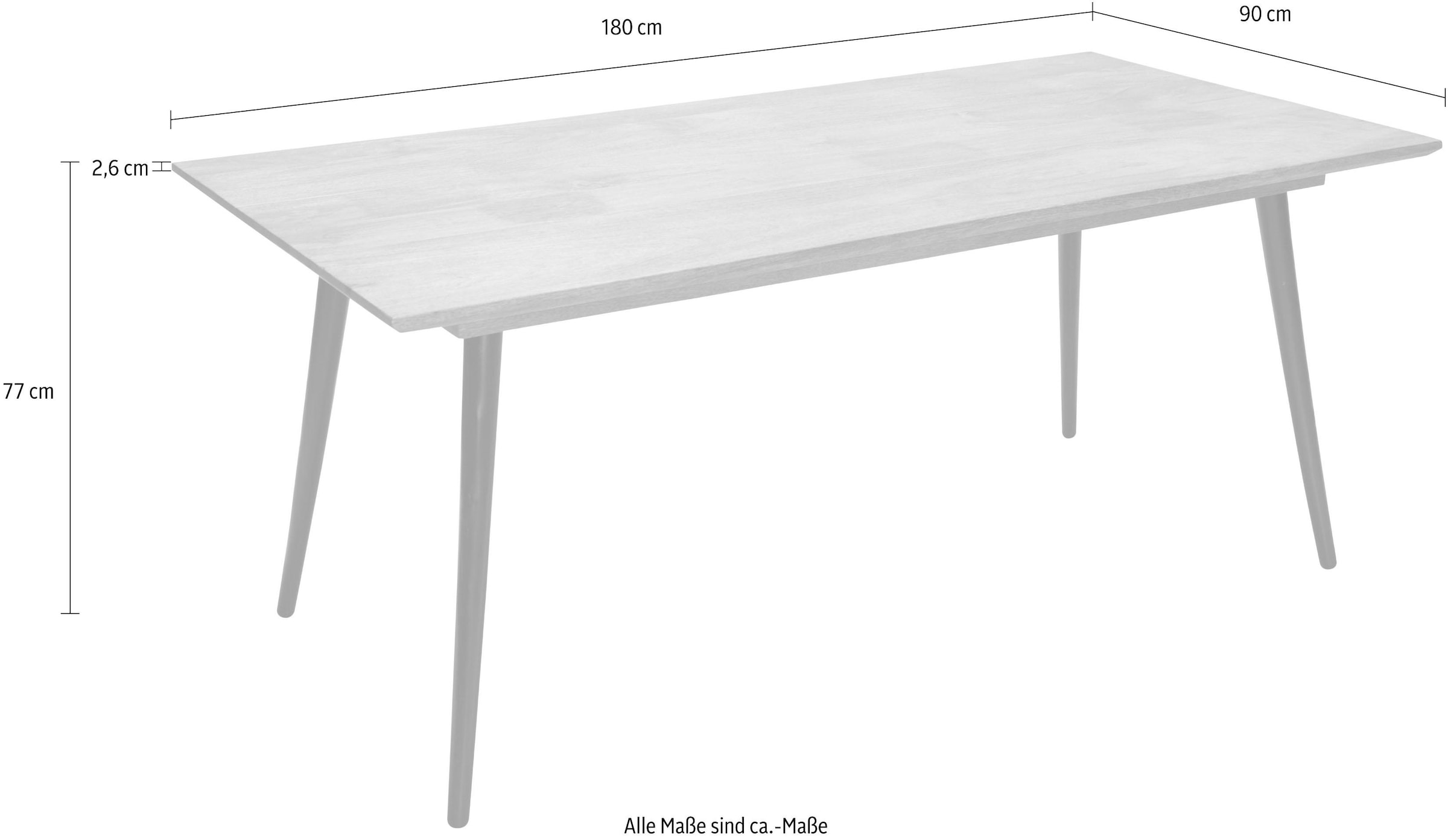 TOM TAILOR HOME Esstisch »T-SOHO TABLE LARGE«, aus Mangoholz, Breite 180 cm