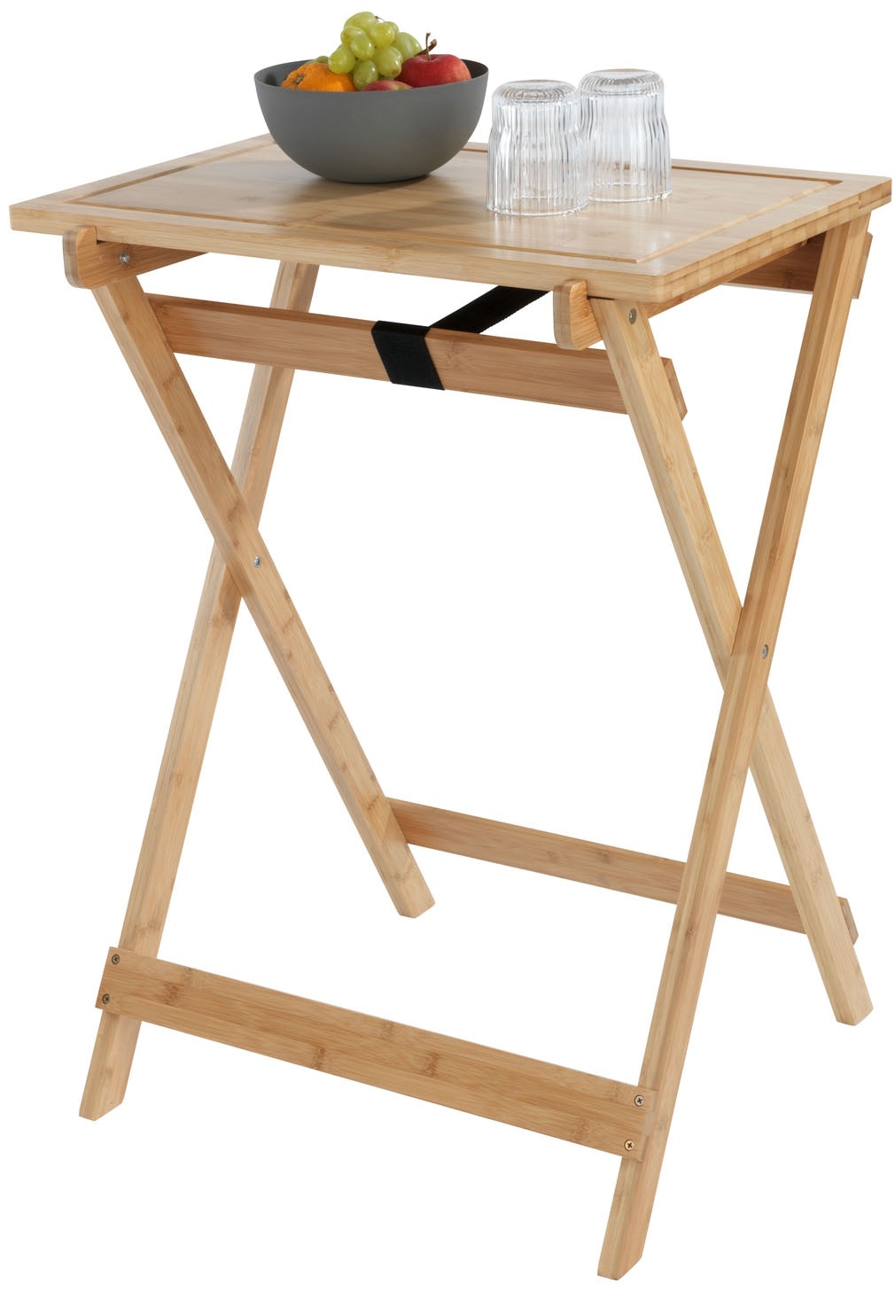WENKO Klapptisch »Modell Lugo«, Beistelltisch mit Schneideplatte und abnehmbarem Tablett, Bambus