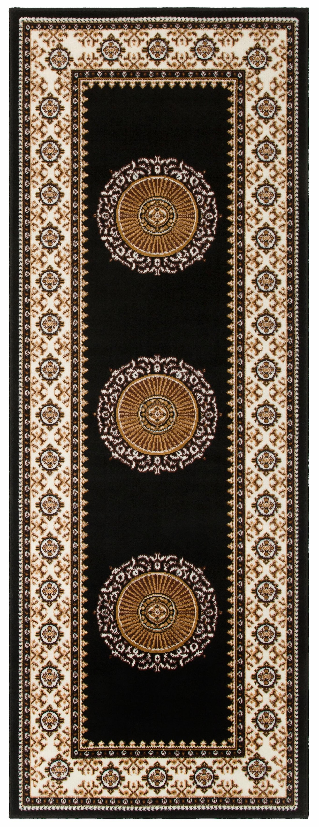 Läufer OTTO HOME "Shari, Made in Belgium" Gr. 12, schwarz, B:80cm H:7mm L:250cm, Kunstfaser, Teppiche, Läufer, Teppich-Läufer, Orient-Optik, Kurzflor, Weich, Pflegeleicht