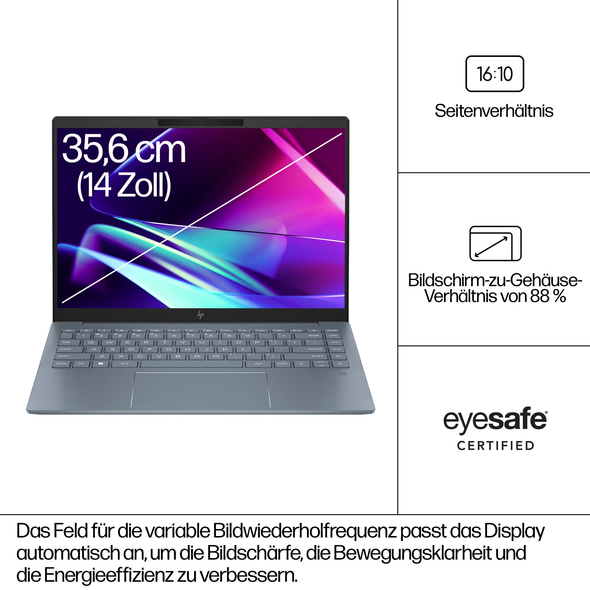 HP Notebook »14-ew1077ng«, 35,6 cm, / 14 Zoll, Intel, Core Ultra 7, ARC, 1000 GB SSD