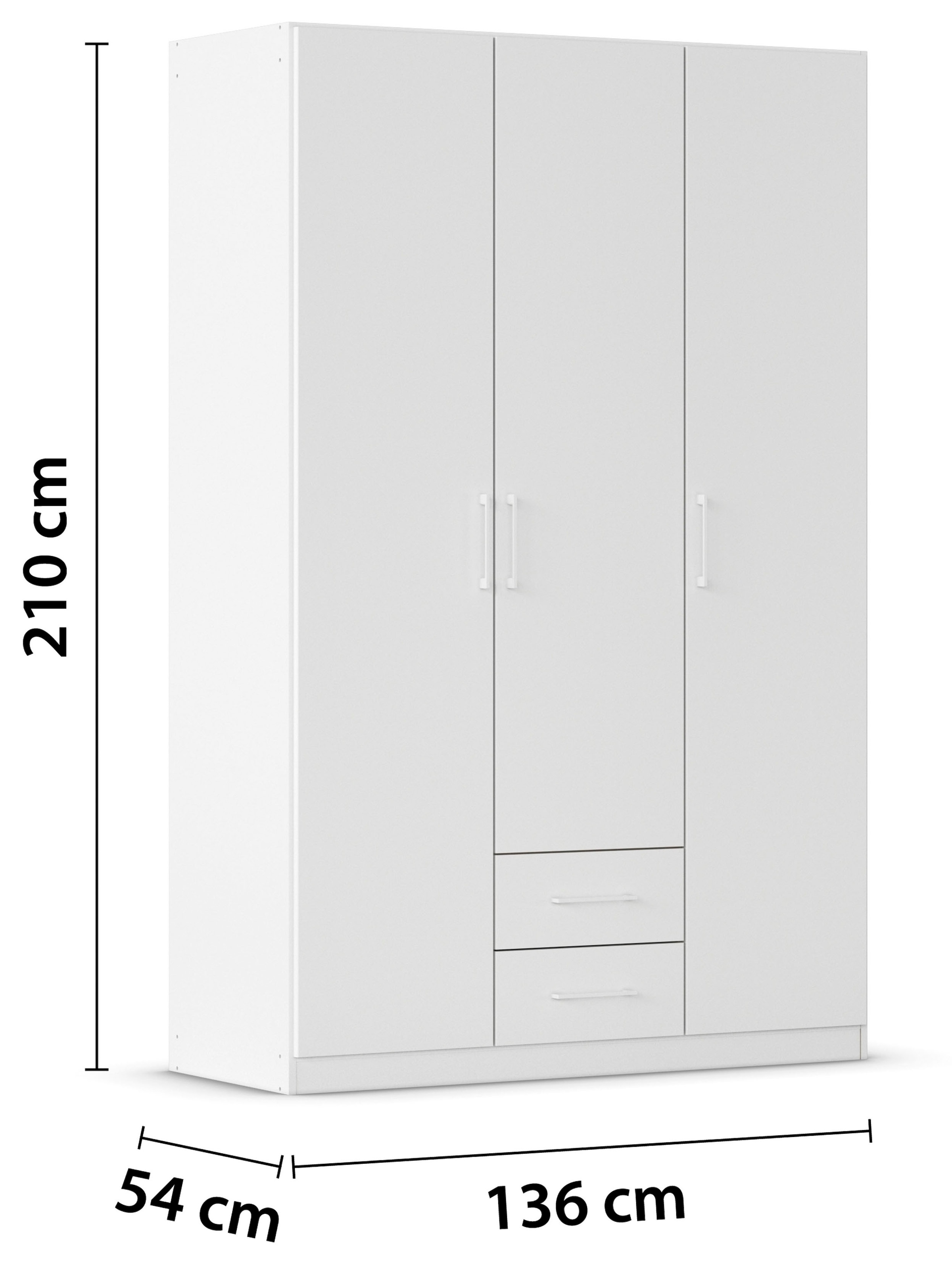 rauch Drehtürenschrank »Kleiderschrank Garderobe GAMMA Breite 136 cm« in 3 Ausstattungen BASIC/CLASSIC/PREMIUM (inkl. SOFT-CLOSE-Funktion),  mit Schubladen, verschiedene Griff-Varianten TOPSELLER MADE IN GERMANY