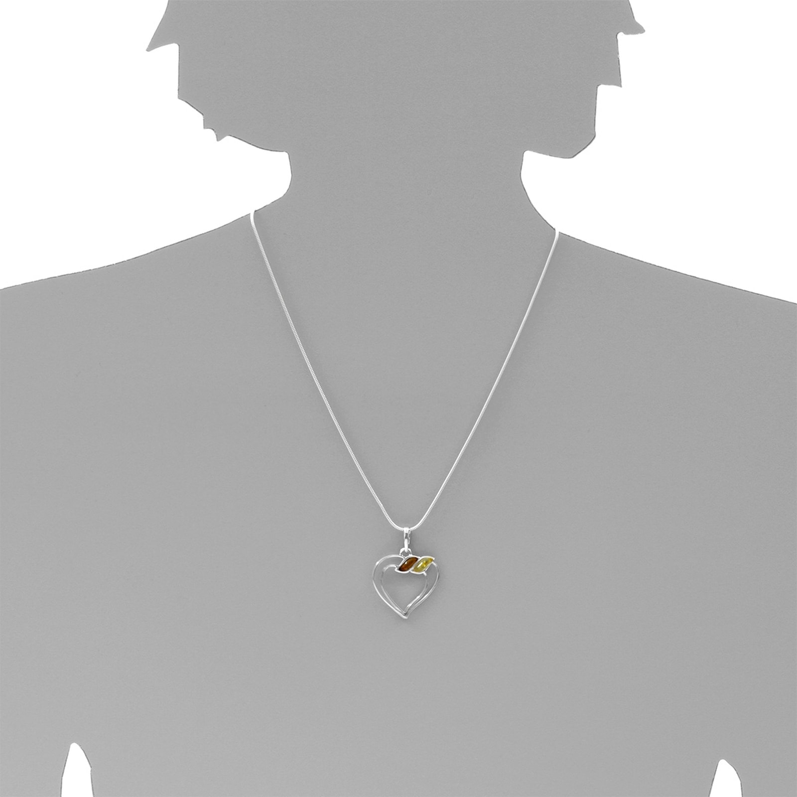 OSTSEE-SCHMUCK Kette mit Anhänger »- Herz - Silber 925/000 - Bernstein«