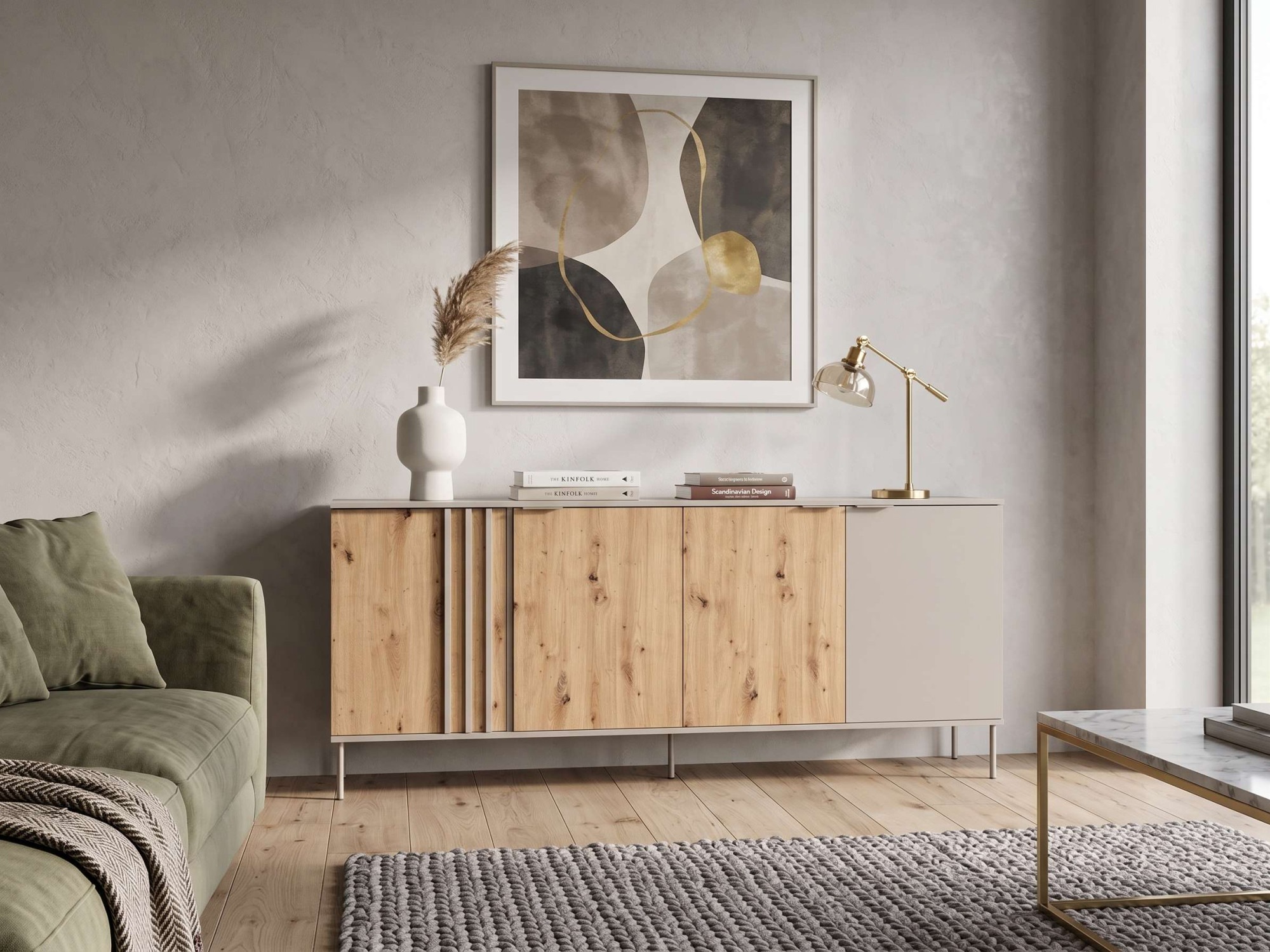 OTTO home Kommode »AAELIN Sideboard mit 4 Türen, viel Stauraum« Schubkastenkommode mit 6 Fächer, modernes Design