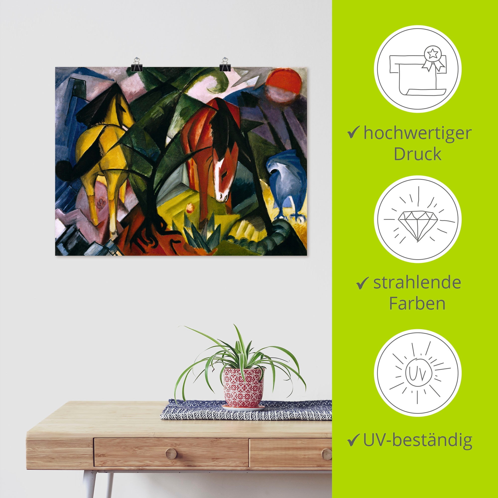 Artland »Pferde und Adler. 1912« Haustiere 1 Stk. tlg. als Leinwandbild, Poster in verschied. Größen