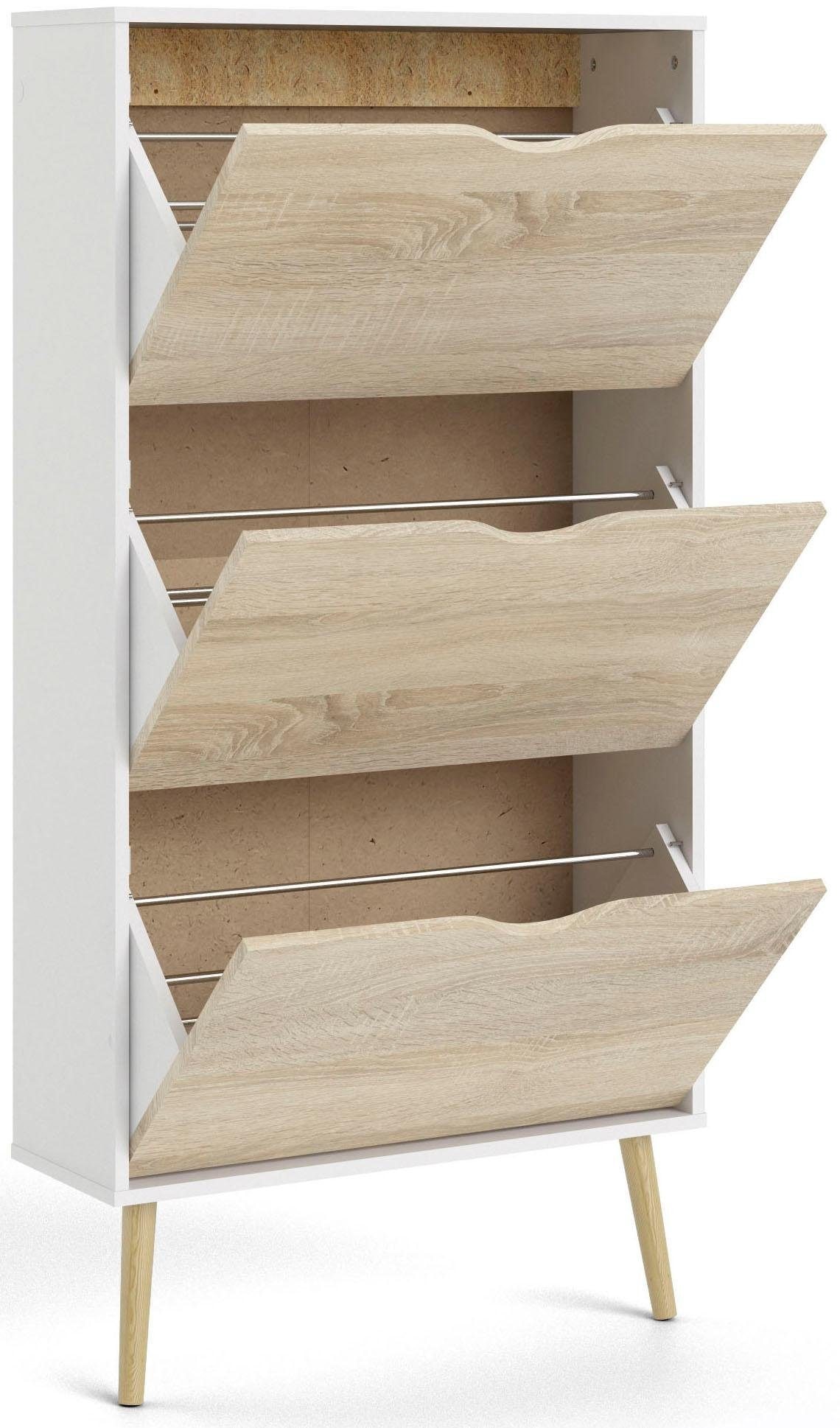 andas Schuhschrank »Oslo Schuhaufbewahrung, Schuhkommode, Schuhregal, Garderobenschrank«, mit 3 Klappen, Breite 70 cm, Höhe 139 cm