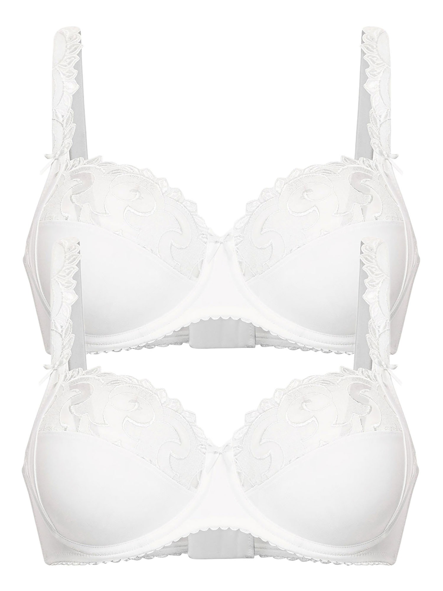 FELINA Damen Bügel-BH "2er Pack Bügel BH Rhapsody", Gr. 95, weiß, Stoff, Obermaterial: 64% Polyester PES. 24% Polyamid PA. 12% Elasthan EL., BHs