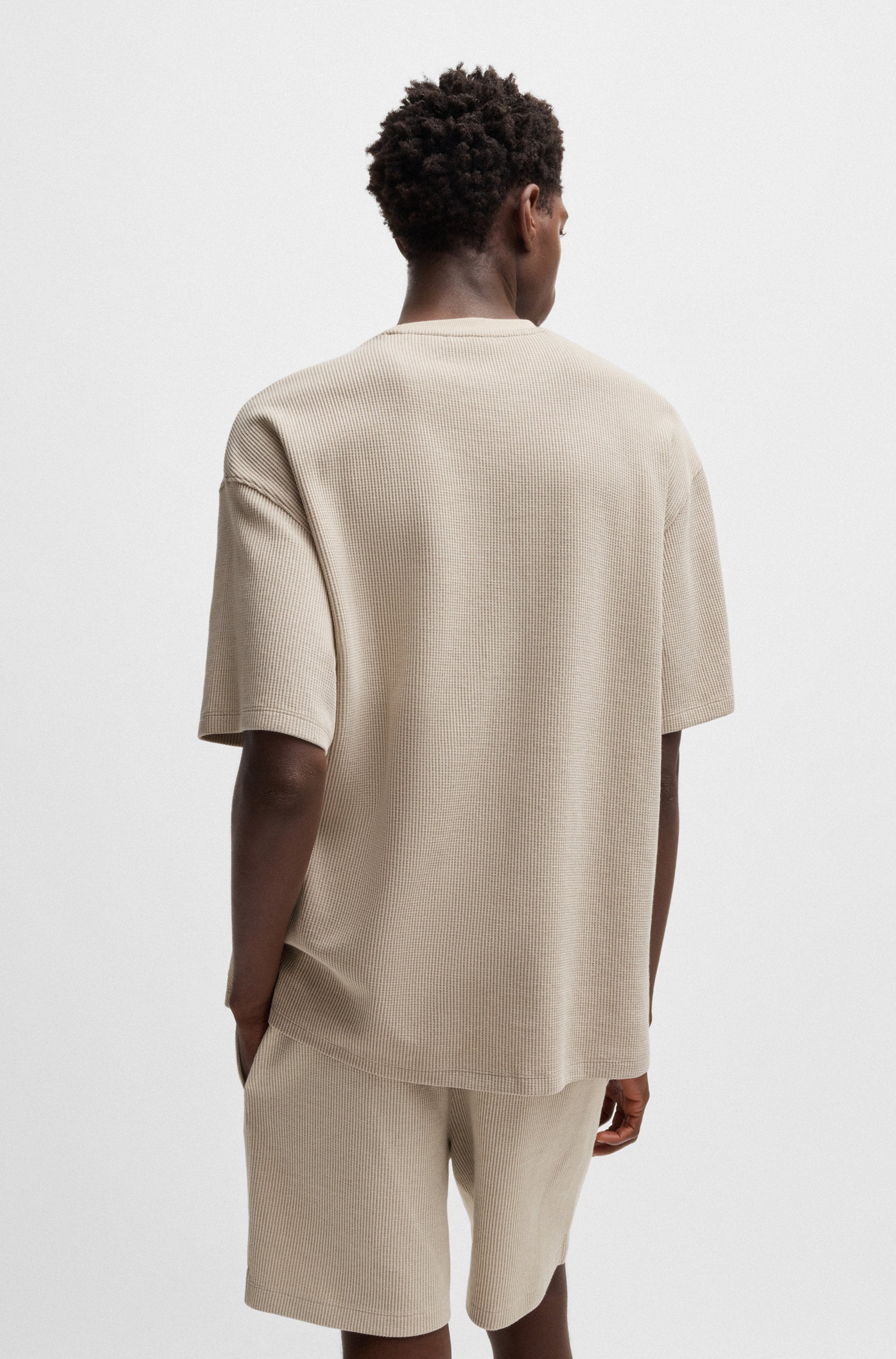 HUGO Blue T-Shirt »Nuwaffle«, mit Waffelmuster
