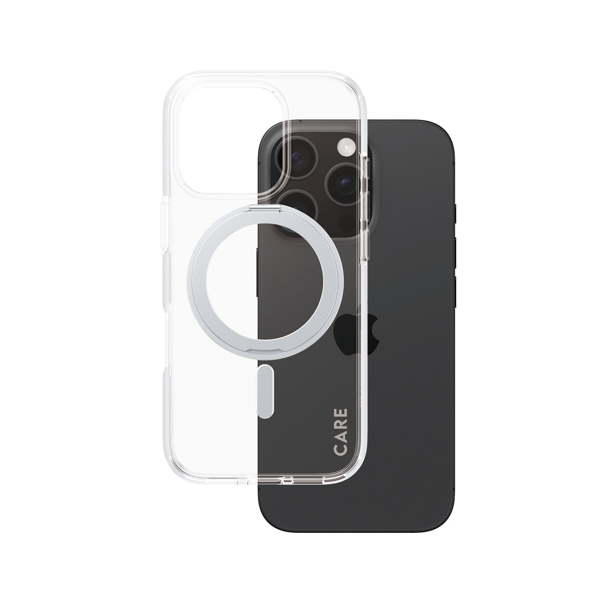 CARE by PanzerGlass Handyhülle »Feature Silver Kickstand MagSafe Apple iPhone 16 Pro«, Backcover, Schutzhülle, Handyschutzhülle, Case, Schutzcase, stoßfest