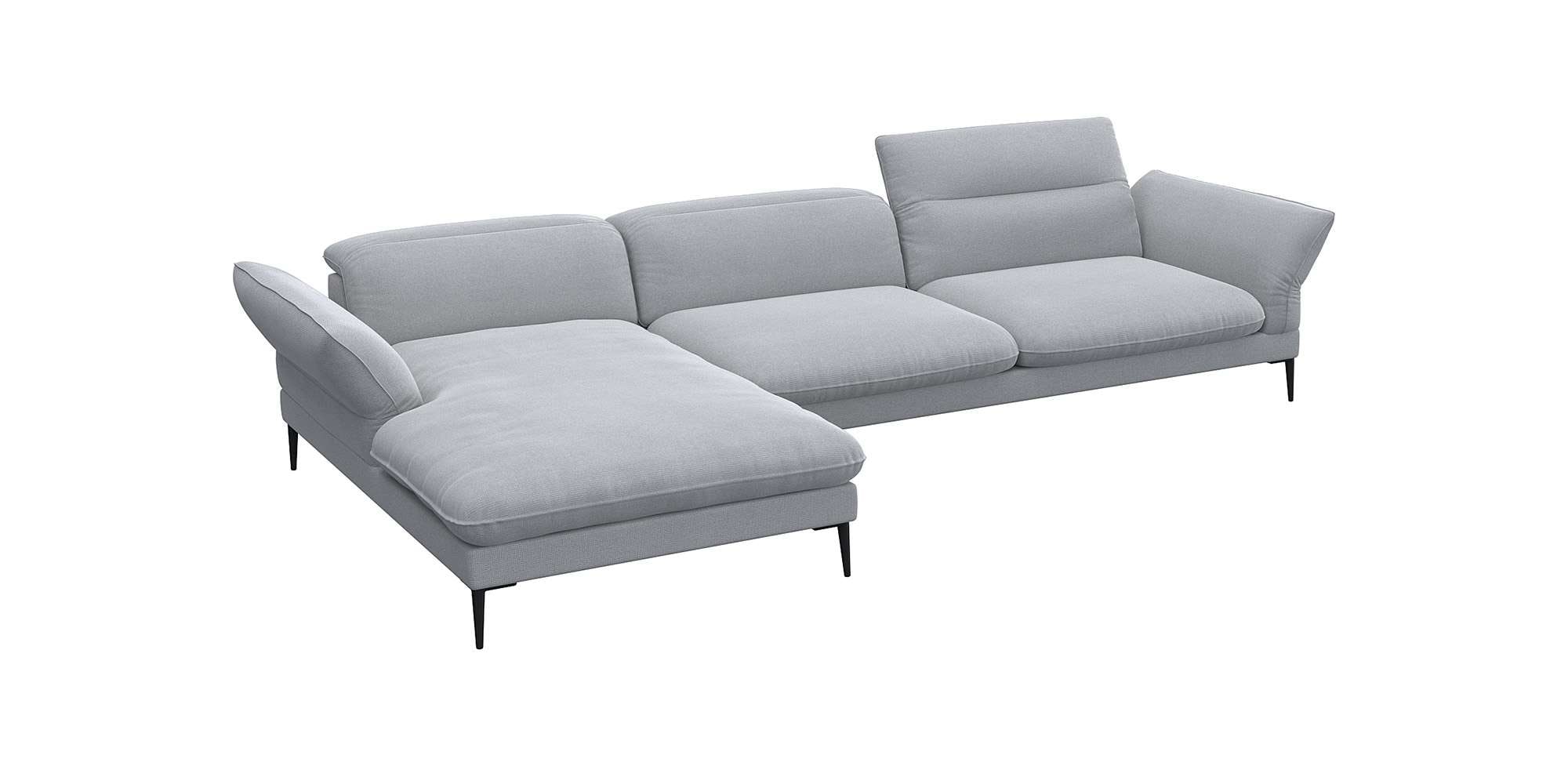 FLEXLUX Ecksofa »Salino, Funktionssofa mit Recamiere, Relaxsofa, Ecksofa«, Sofa mit Arm- und Kopfteil-Verstellungen, Kaltschaum & Stahl-Wellen