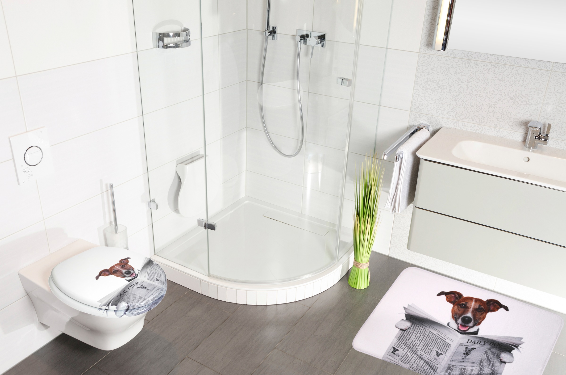Sanilo Badaccessoire-Set "Newspaper" bestehend aus WC-Sitz, Badteppich und günstig online kaufen