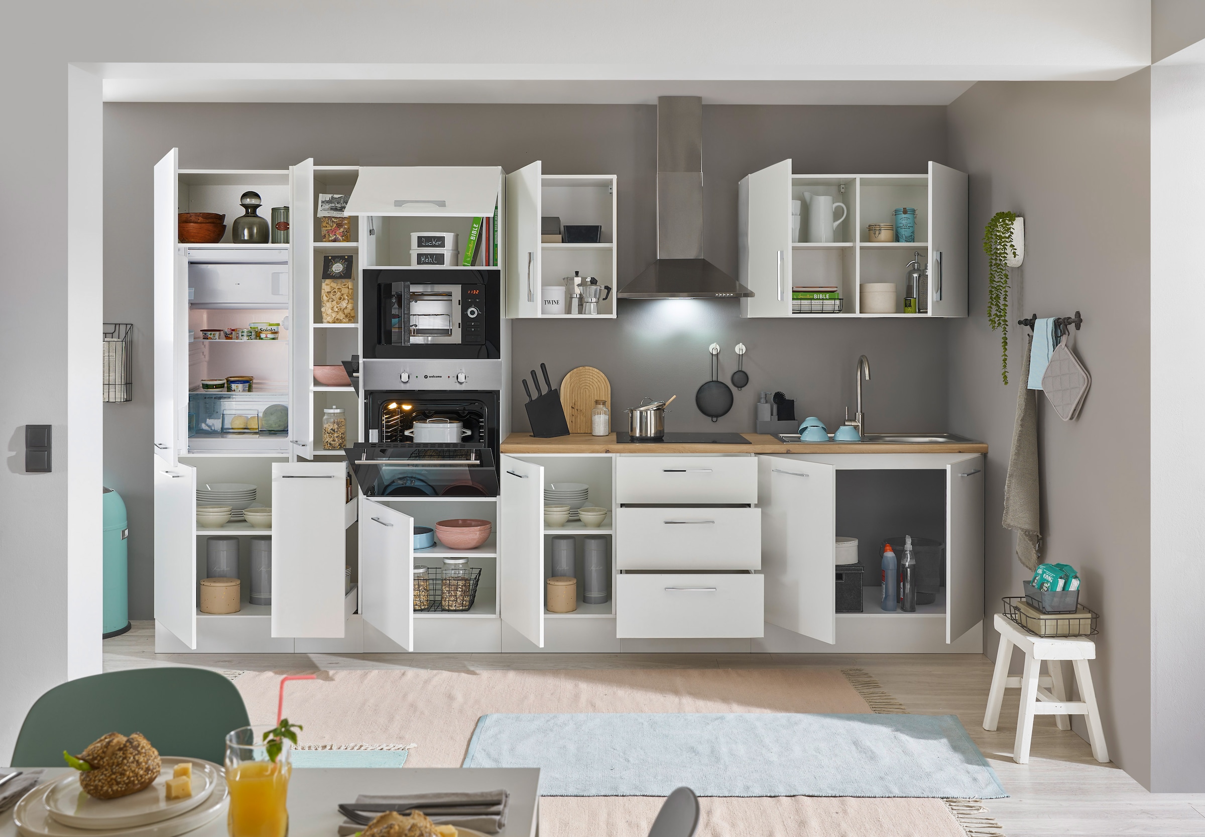 BASIC by Balculina Küchenzeile »Turin«, Breite 360 cm, wahlweise mit E-Geräten