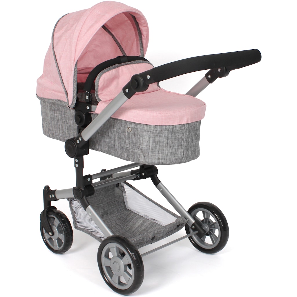 CHIC2000 Kombi-Puppenwagen »Linus, Melange Grau-Rosa«, (Set)