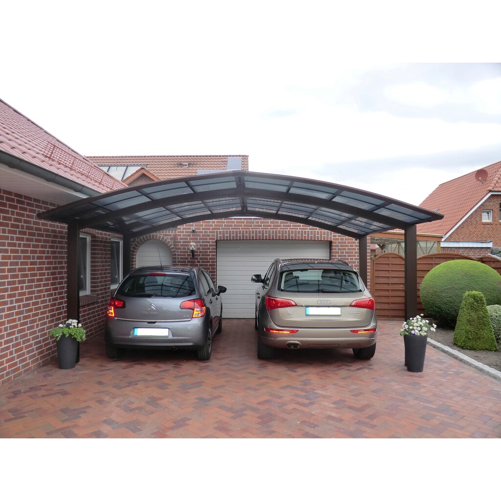 Ximax Doppelcarport »Portoforte Typ 60 M-mattbraun«, Aluminium, 526 cm, braun