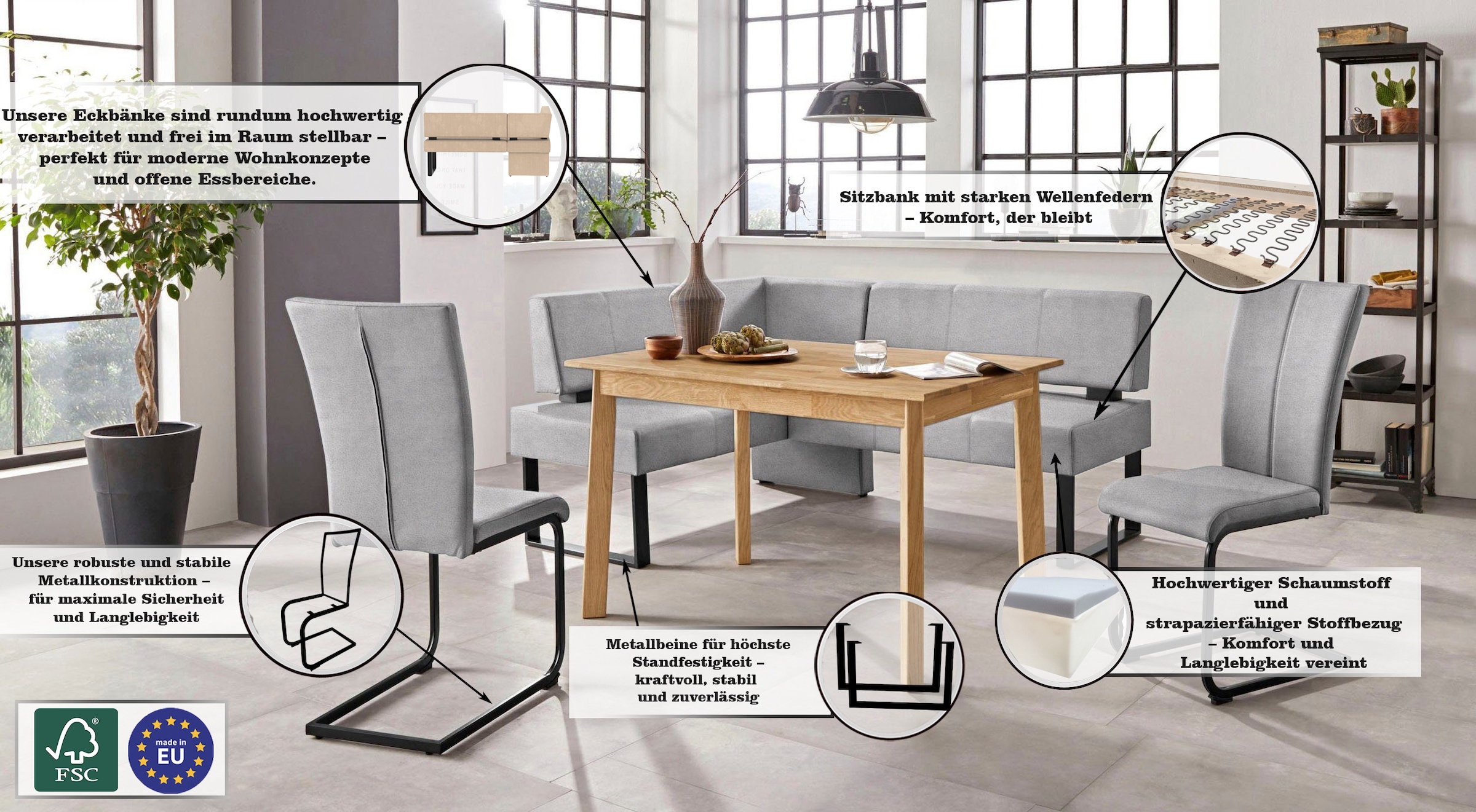 Home affaire Freischwinger »Oliver«, (Set), 2 St., Microfaser, Stuhl belastbar bis 120 Kg