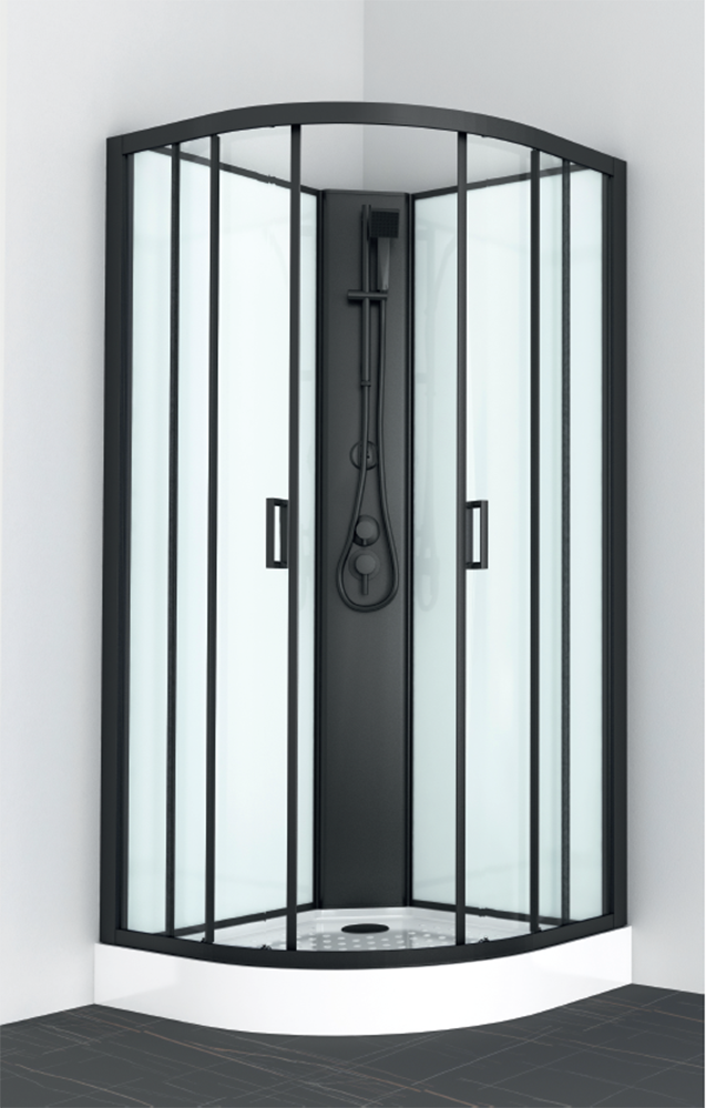 Sanotechnik Komplettdusche »Balaton 1« Komplettduschkabine mit eleganten schwarzen Profilen, Maße 90x90x203cm