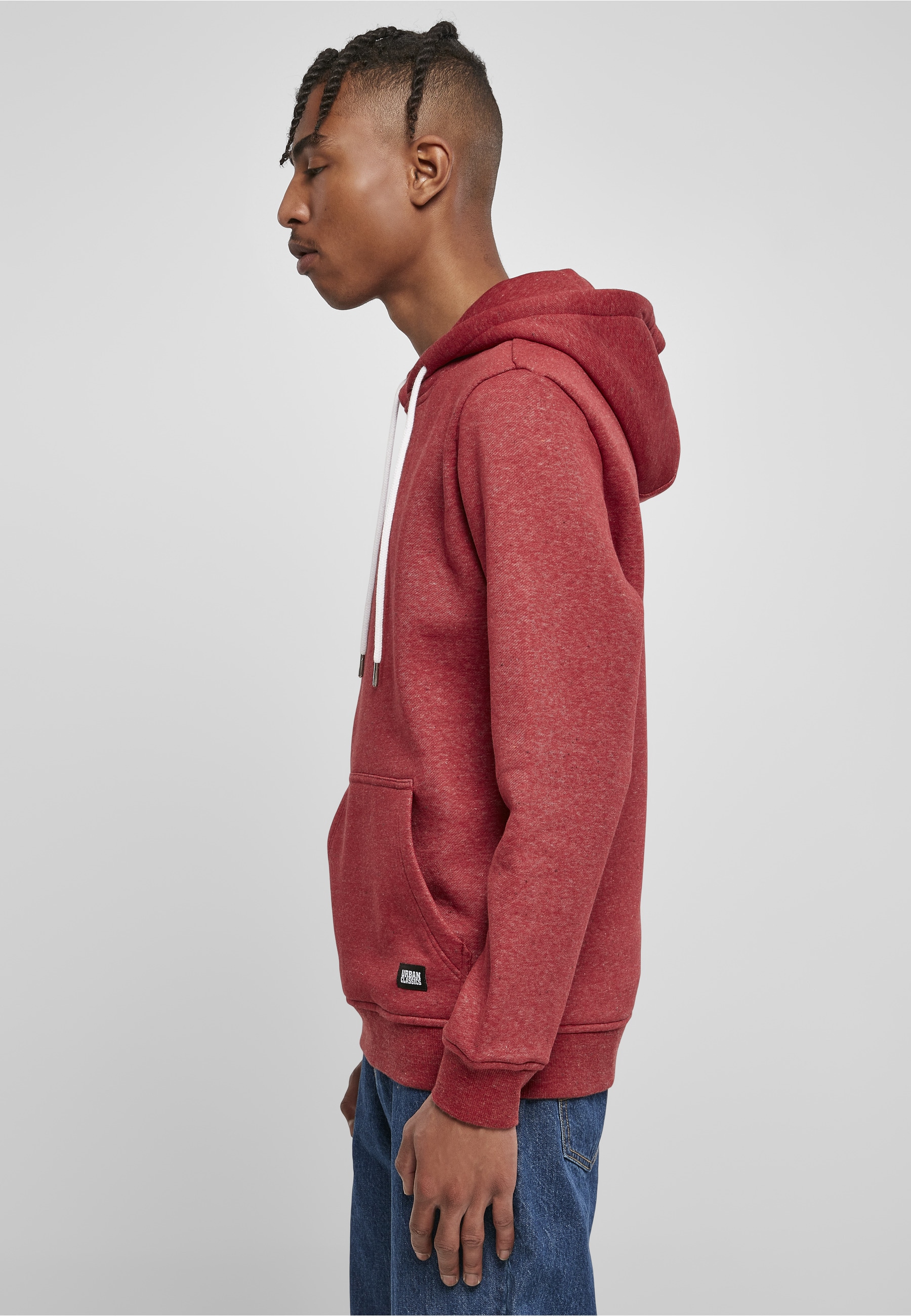 URBAN CLASSICS Rundhalspullover »Urban Classics Herren Basic Melange Hoody« 1 Stk.