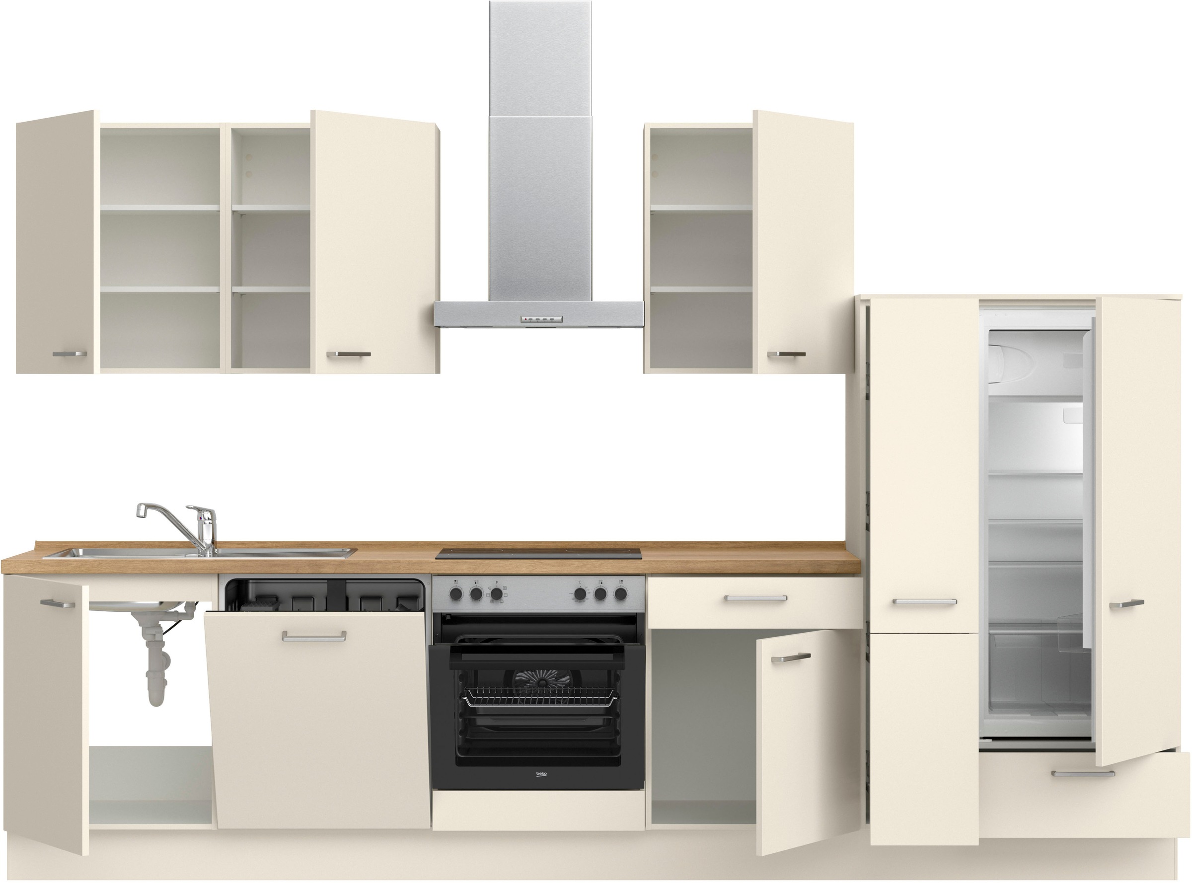 nobilia® Küchenzeile »"Touch I"«, vormontiert, Ausrichtung wählbar, Breite 330 cm, wahlw. mit E-Geräten