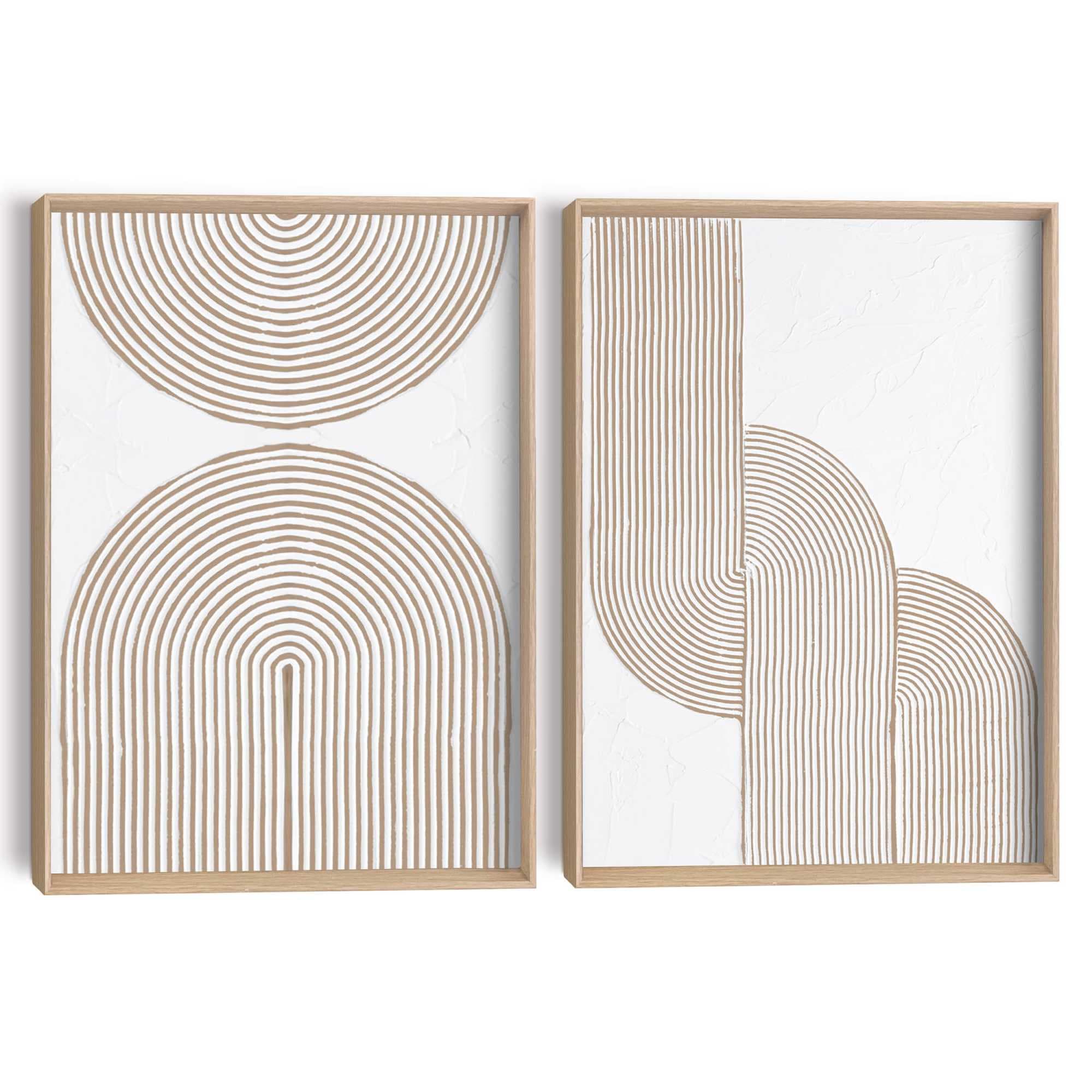 Reinders! Wandbild »Taupefarbene Bögen« 2 Stk. tlg. Wohnzimmer - Beige - MDF - Abstrakt - 30x40 cm