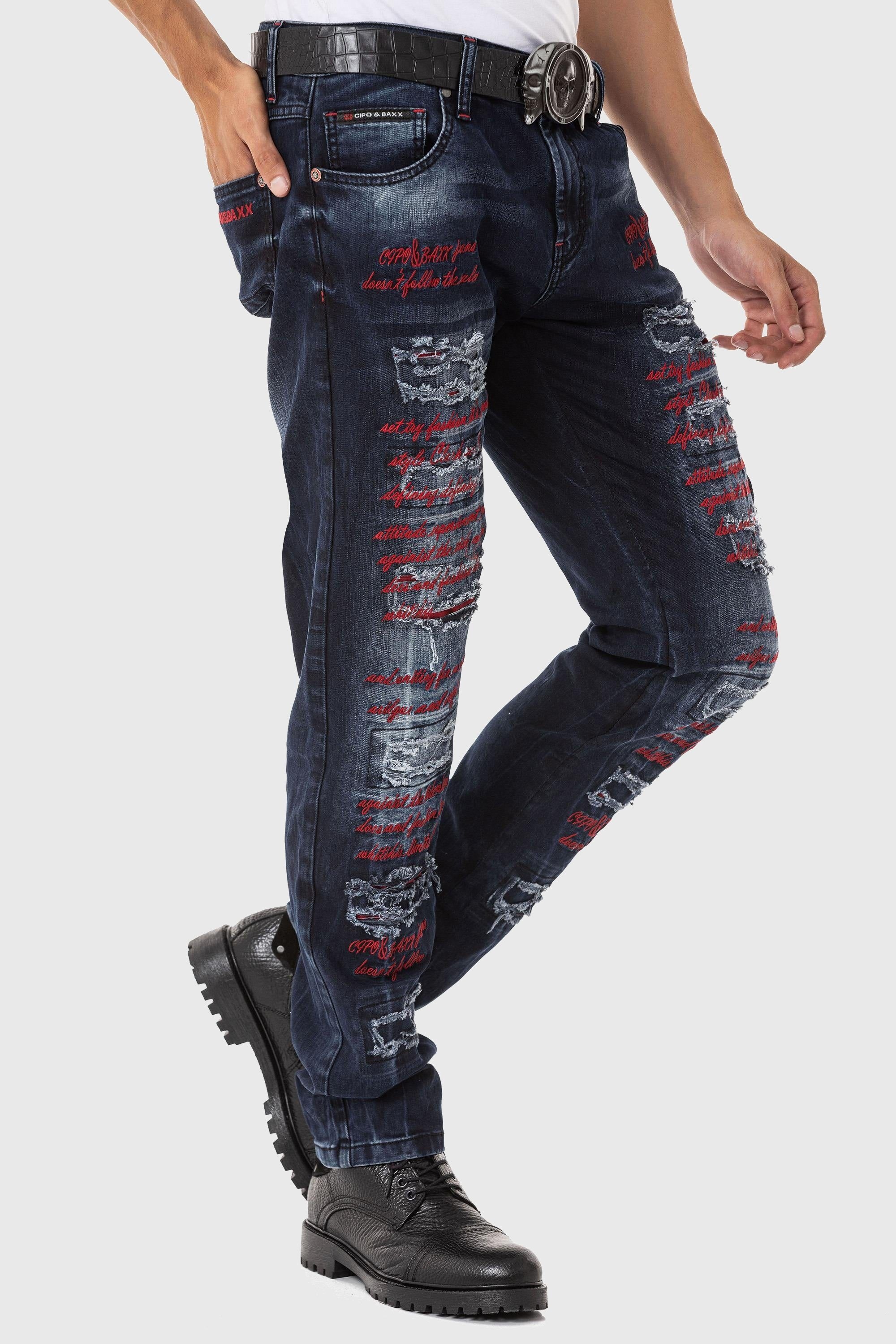 Cipo & Baxx Slim-fit-Jeans »Jeans«, mit farbigen Ziernähten