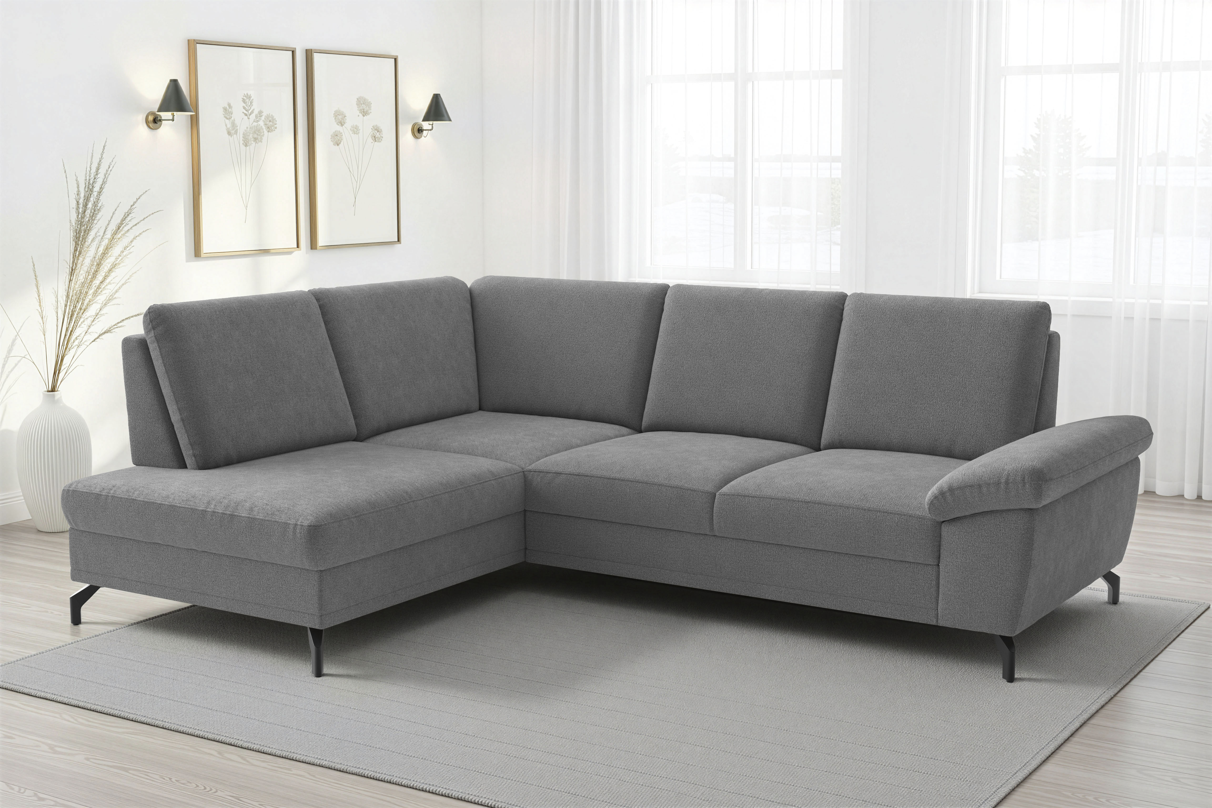 sit&more Ecksofa "Chelsea L-Form, B: 249 cm, Armteil- & Sitztiefenverstellung" optional Schlaffunktion und Bettkasten
