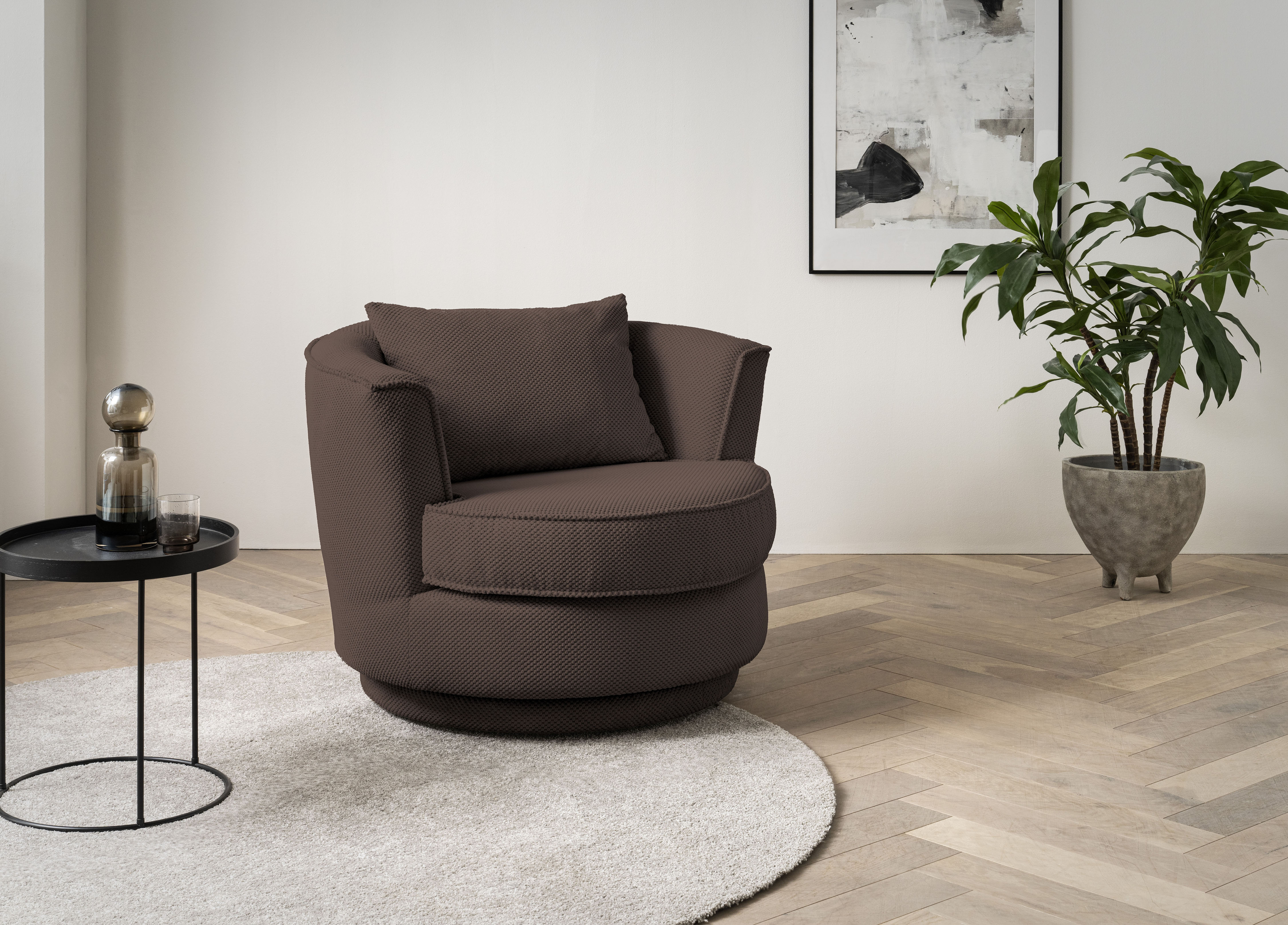 Home affaire Drehsessel "MAISIE Webvelours, Lese-Sessel, Love Seat," trendige Stoffe MEGA CORD und Web-Velours, 360 Grad drehbar