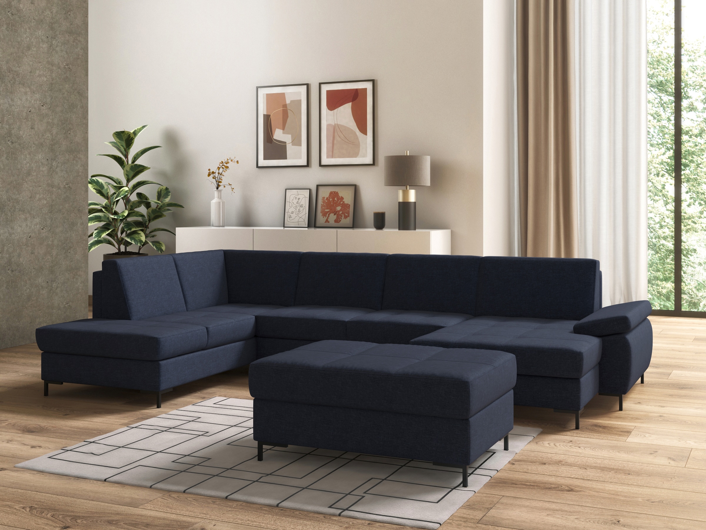 DOMO collection Wohnlandschaft »Capelo U-Form«, mit Armteilverstellung, wahlweise mit Bettfunktion, Federkern