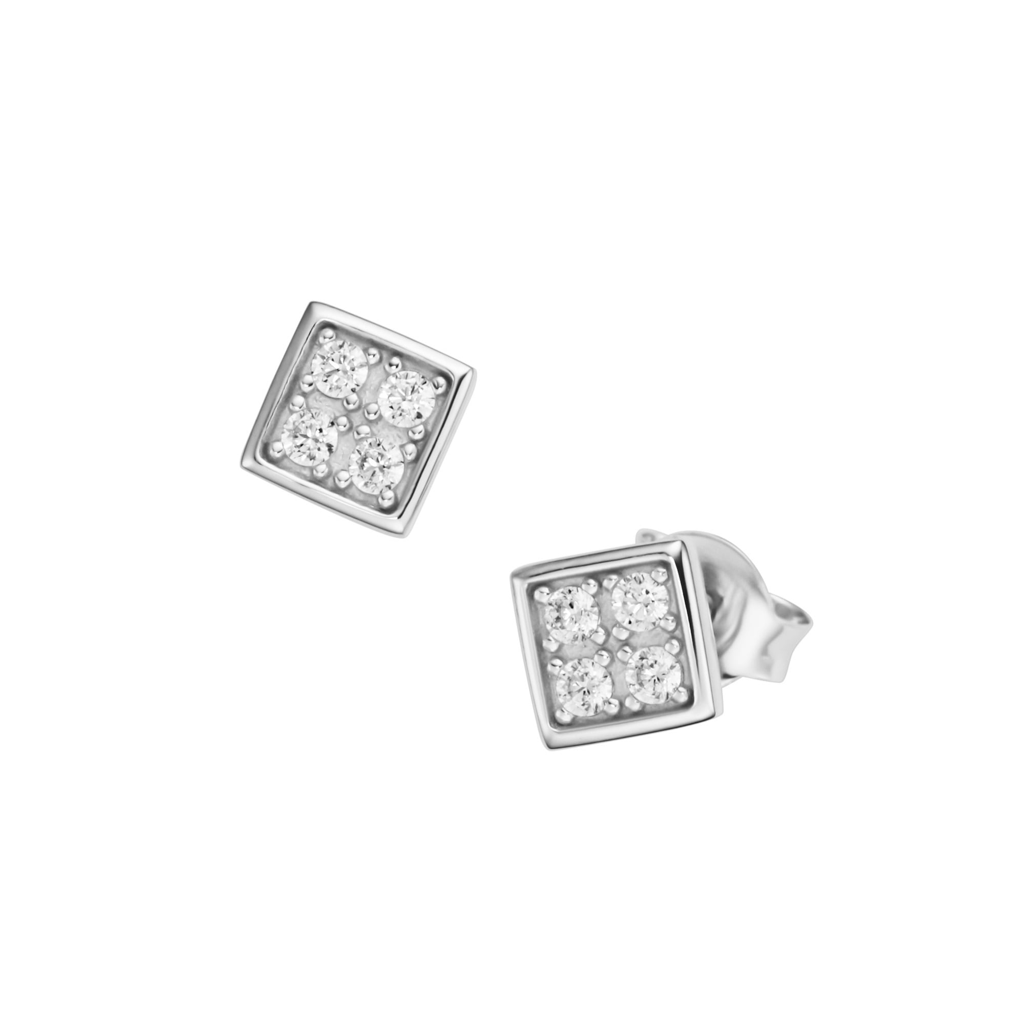 Paar Ohrstecker »carréförmig mit weißen oder schwarzen Steinen, Silber 925«