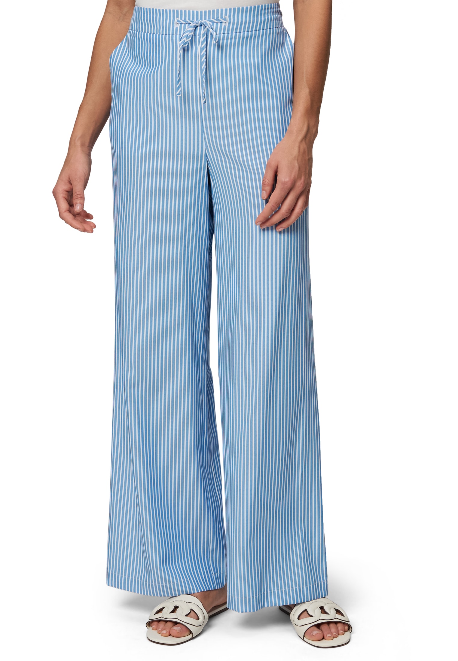 Zero Stoffhose "zero Damen Hose gestreift weites Bein 30 Inch", Bindedetail günstig online kaufen