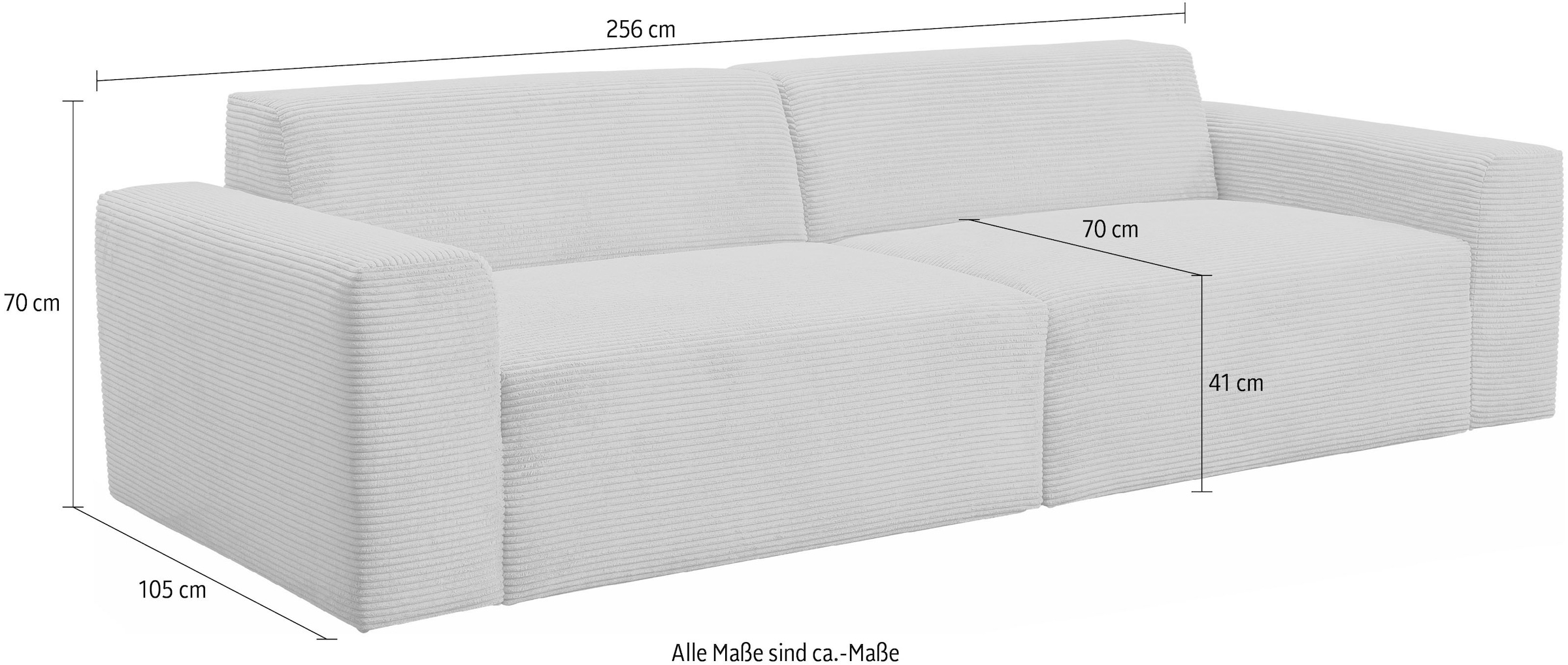 WERK2 Sofa »Zeus 3-Sitzer, Big-Sofa, Breite 256cm, Tiefe 105cm, modern und bequem«, Curvy Trend 3-Sitzer mit urbaner Optik