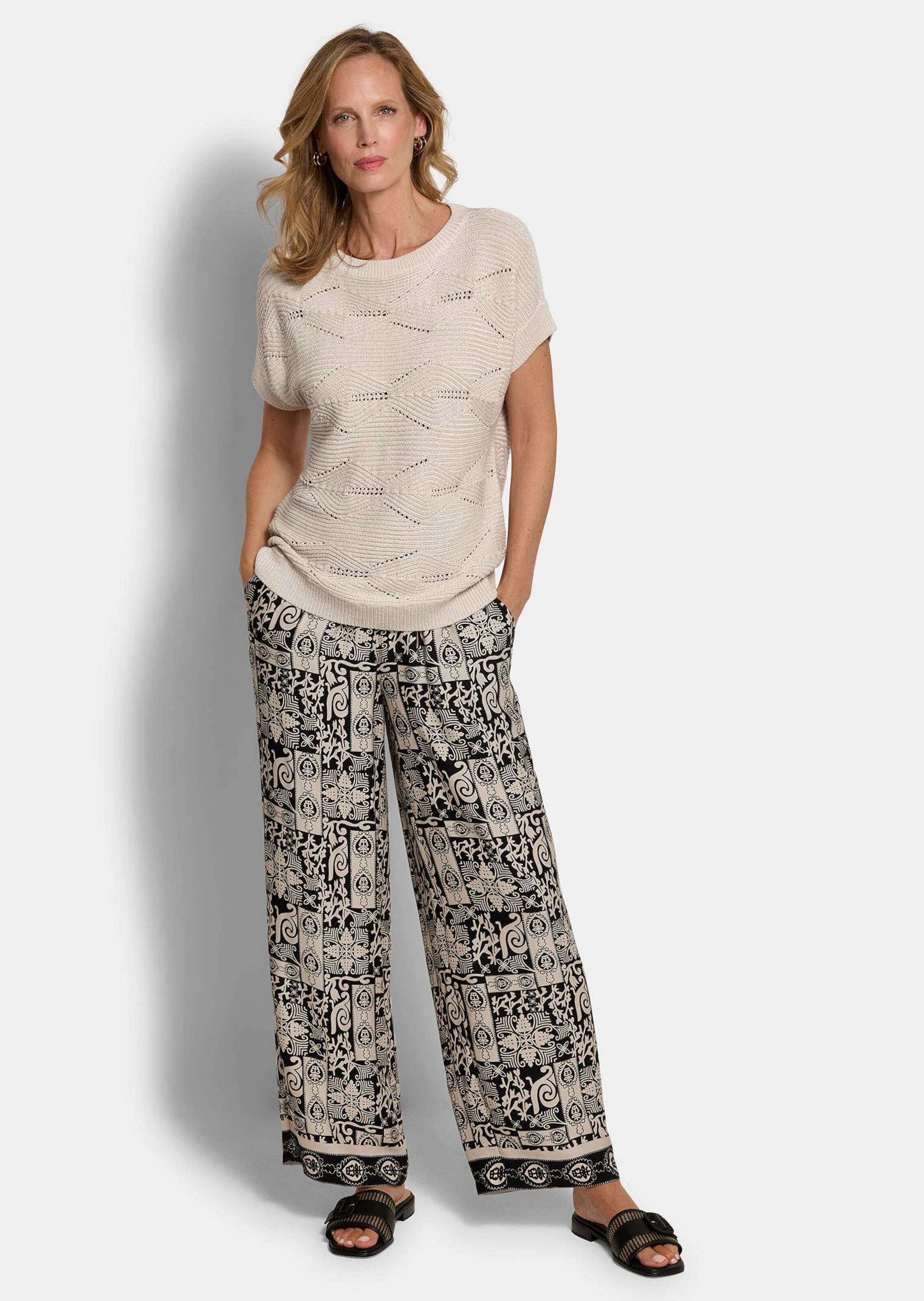 GOLDNER Rundhalspullover "Baumwollpullover mit Rautenstruktur" Rippenstrukt günstig online kaufen