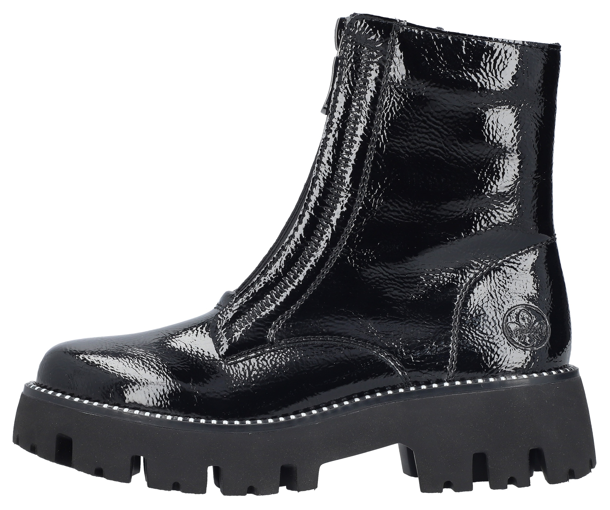 Rieker Winterstiefelette, Boots, Front Reißverschluss, Profilsohle, Nieten besetzter Rahmen