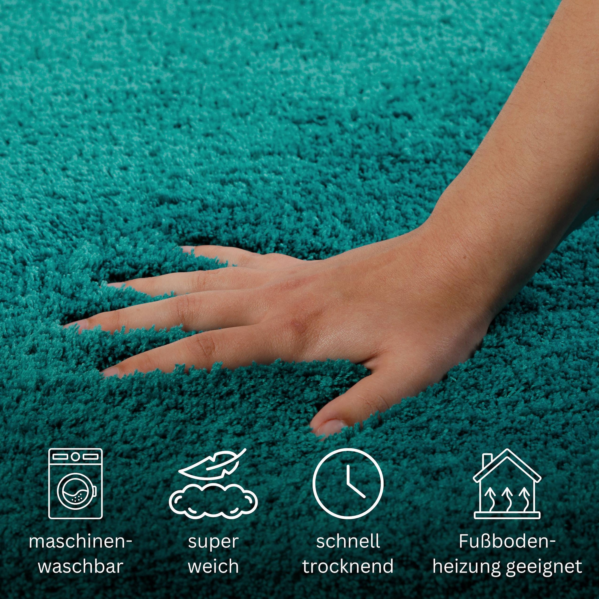 my home Badematte »Kaarin«, rutschhemmend beschichtet, schnell trocknend, Badteppich, getuftet, flauschig, hochflor, große Farbauswahl