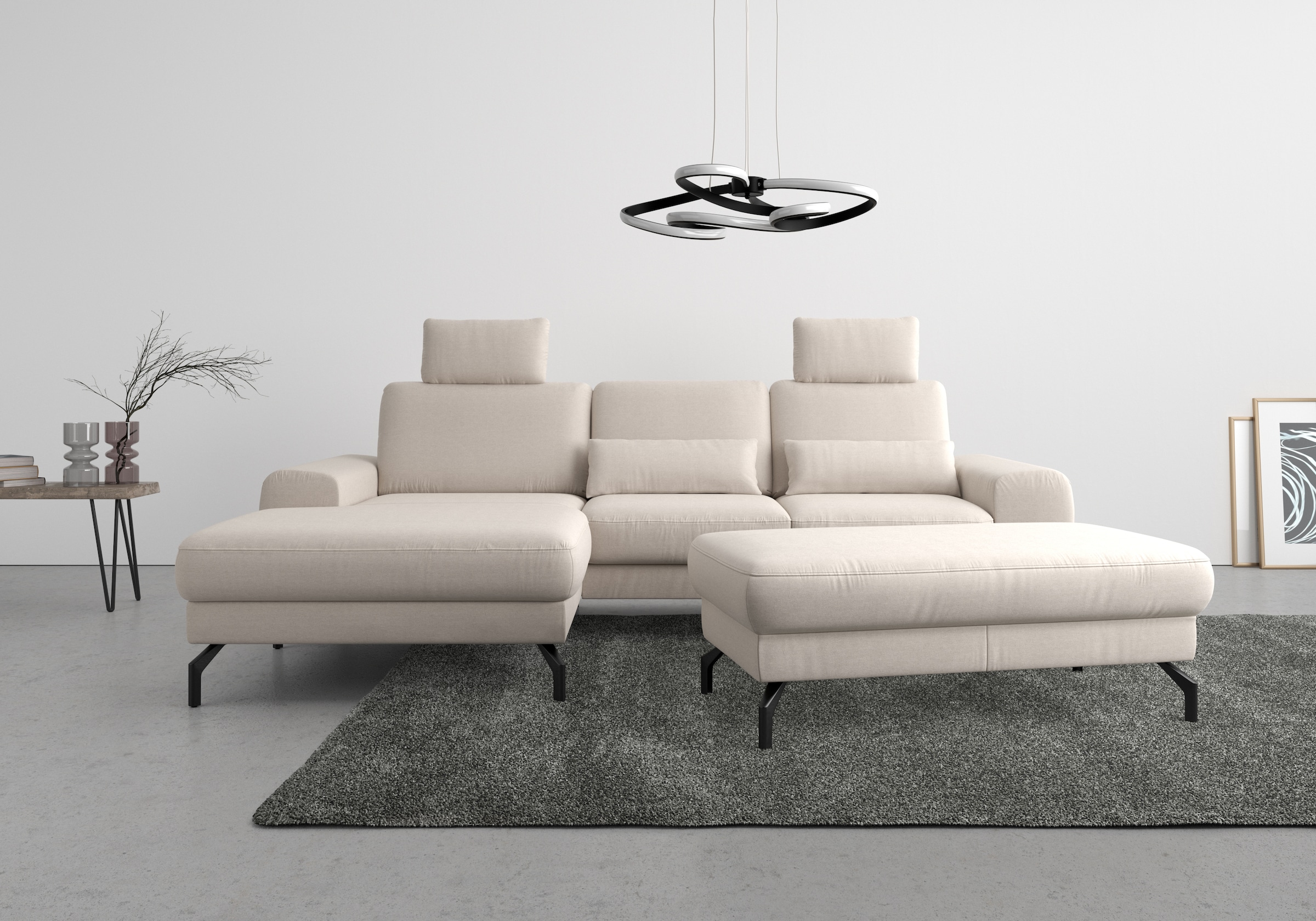sit&more Ecksofa "Cinturo L-Form" inklusive Sitztiefenverstellung und Federkern, Sitzhöhe 48 cm