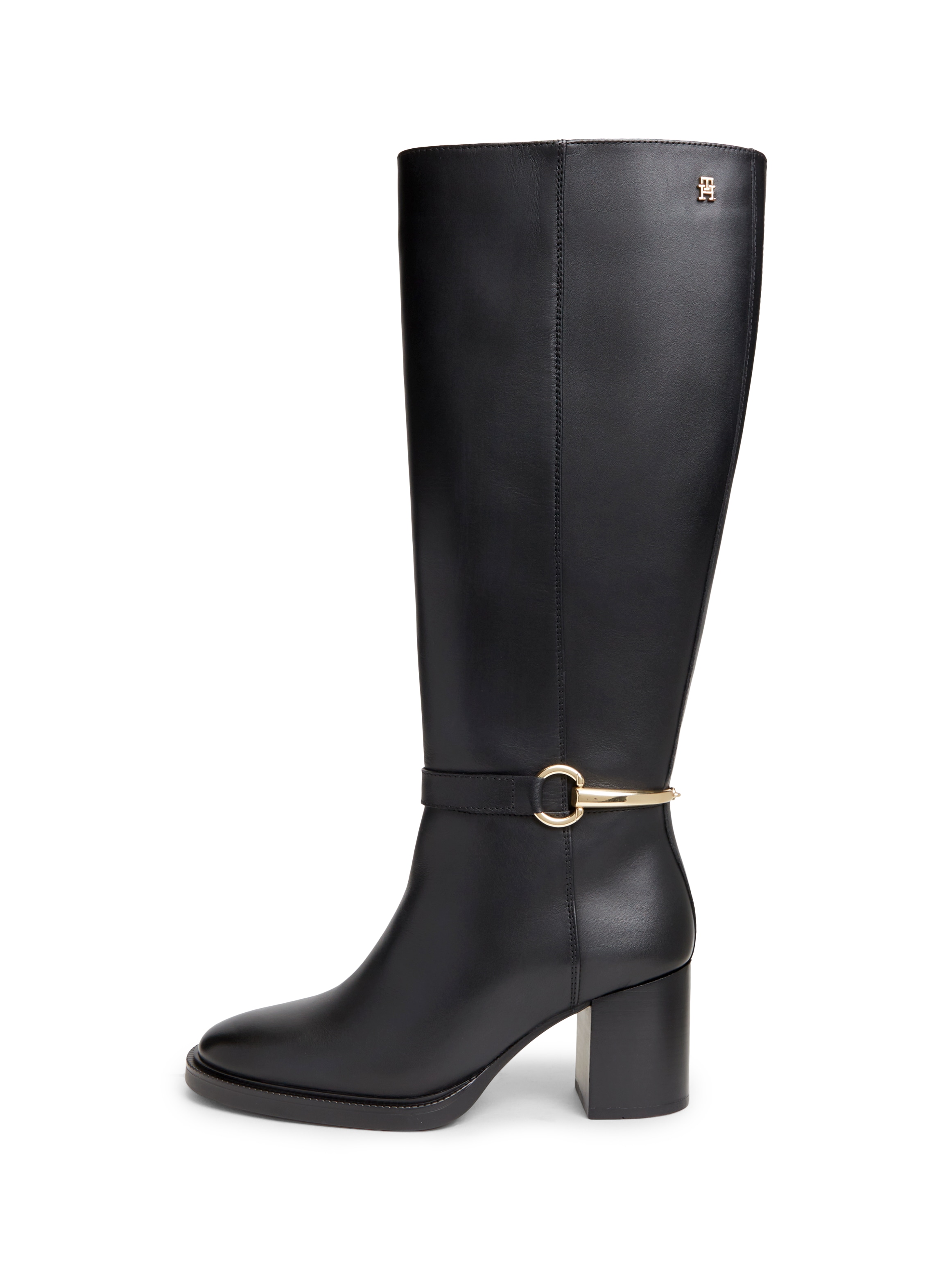 Tommy Hilfiger Stiefel »TH STUD HEEL RIDING KNEE BOOT«  Blockabsatz, Langschaftstiefel mit modischem Zierriegel