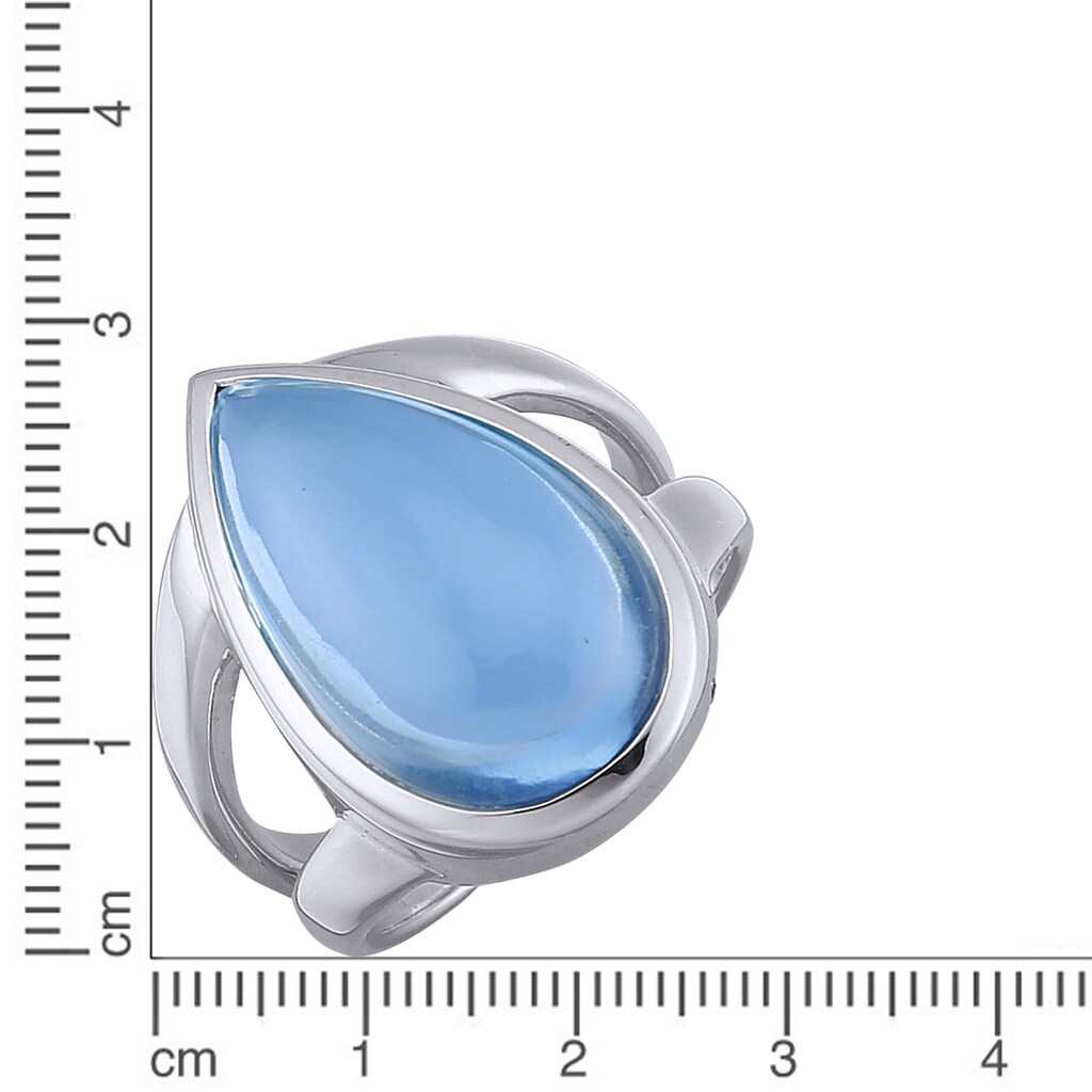 Jamelli Fingerring »925 Silber rhodiniert Quarz hellblau (beh.)«