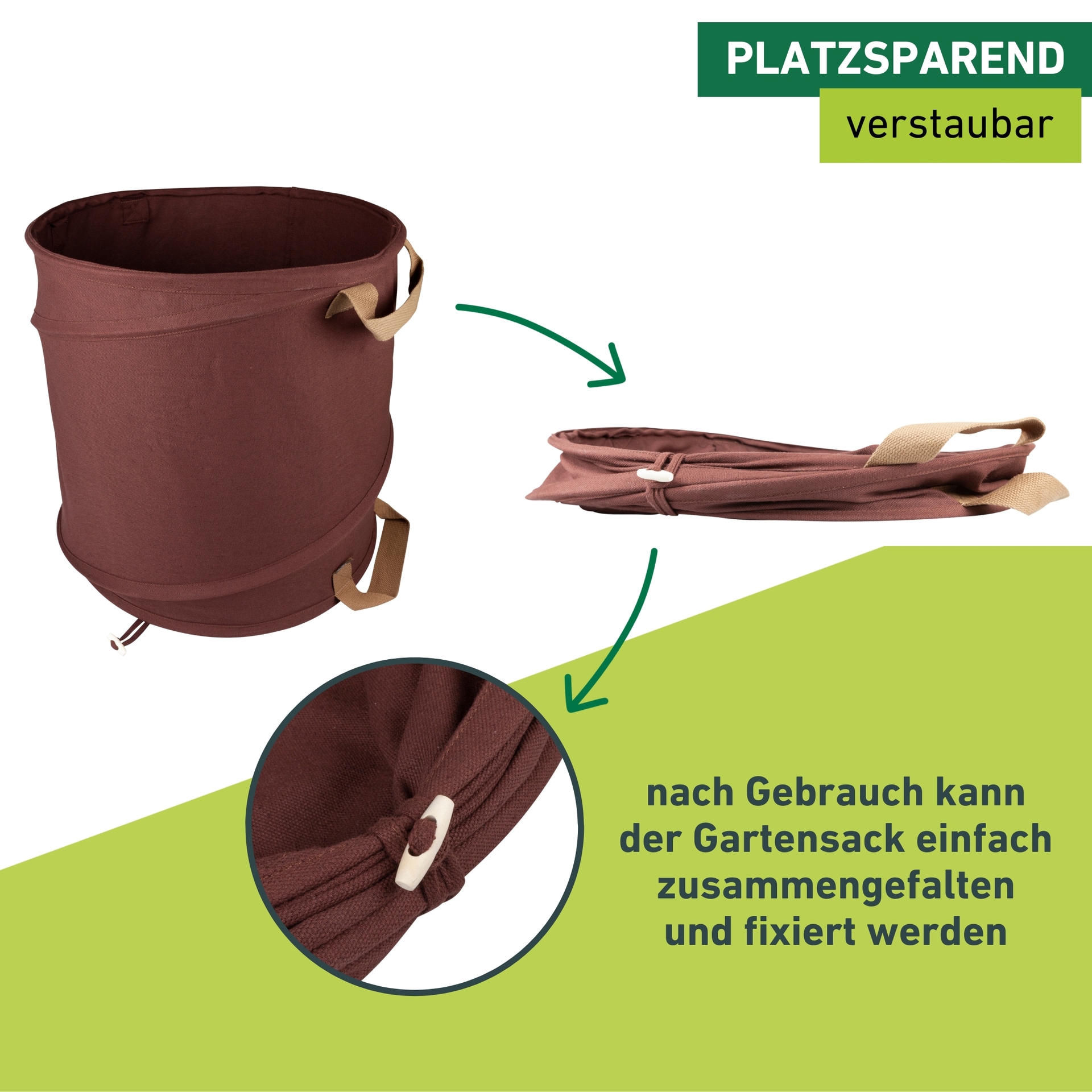Windhager Gartensack »Pop-Up CANVAS, selbststehender Springsack 120 Liter« Gartensack, Grünschnitt- und Laubkorb Ø 50 x 60cm
