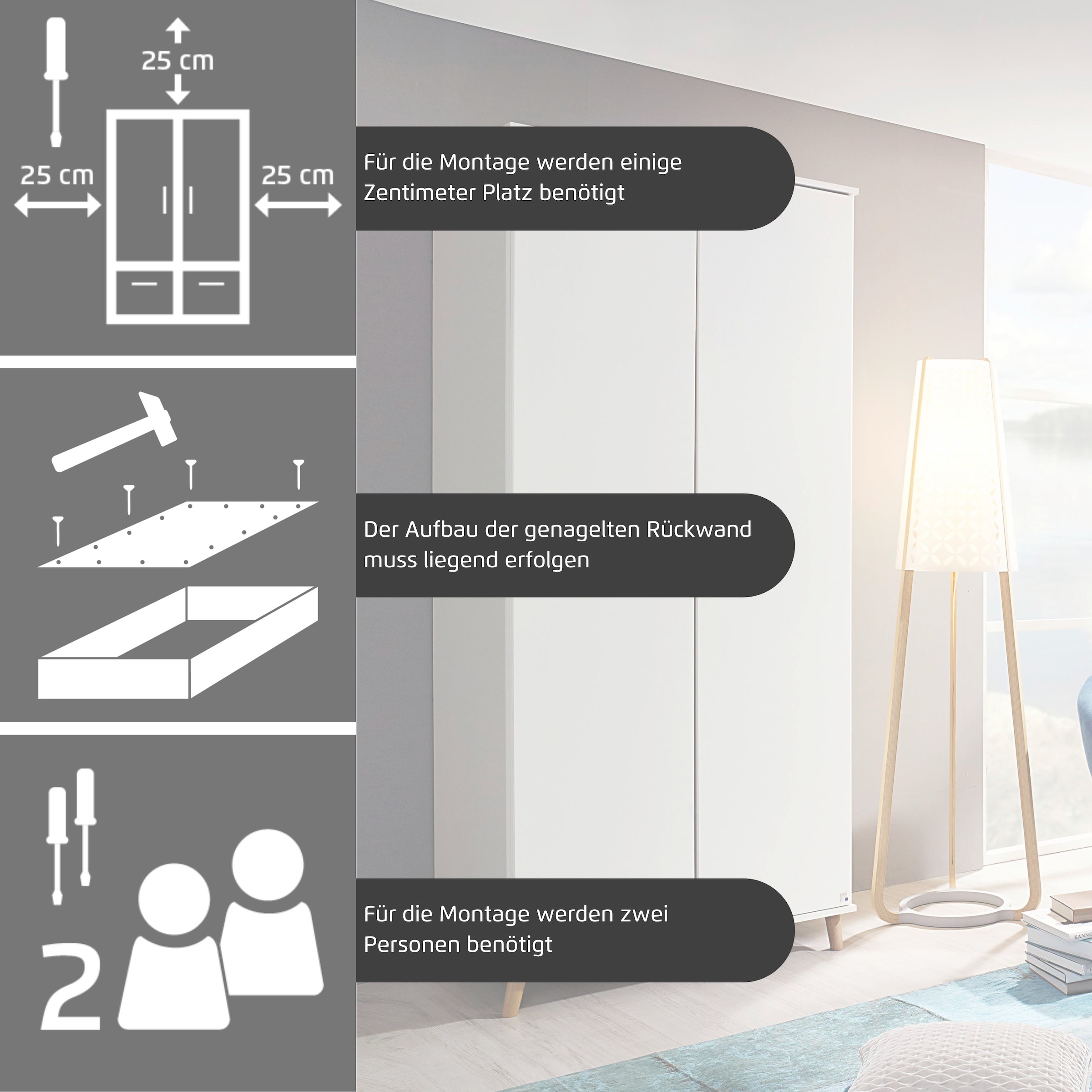 rauch Kleiderschrank »Ottos Choice Skandi Kinderzimmer Bestseller Schlafzimmerschrank FALUN« Breite 92/137/182, Höhe 203 cm,  im modernen Skandi-Look, Füße/Griffe Eiche massiv MADE IN GERMANY