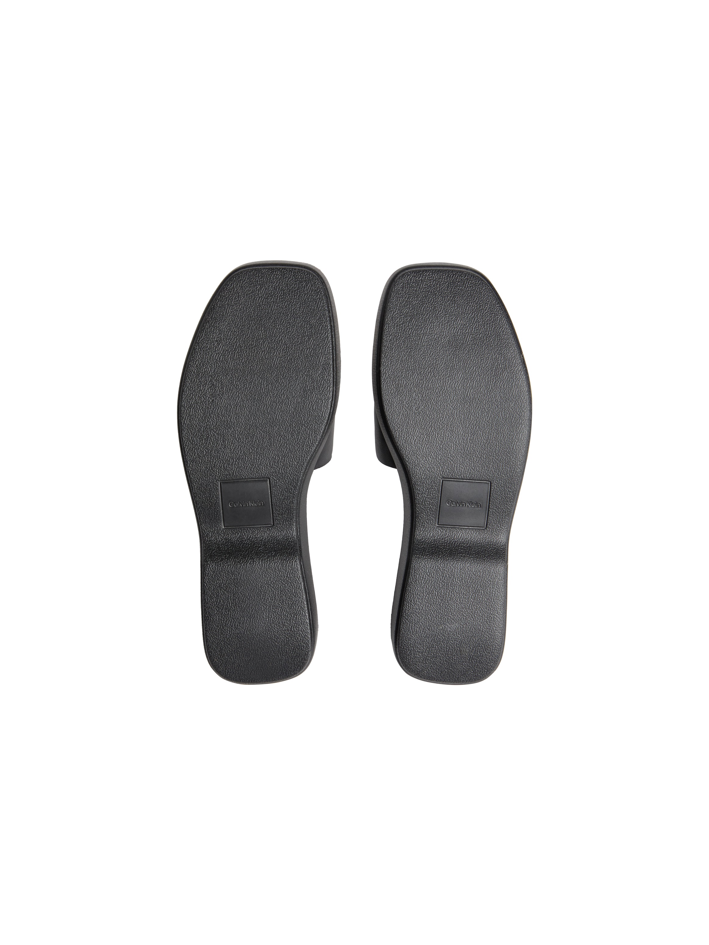 Pantolette CALVIN KLEIN "FLATF SNDL LTH MG", Damen, Gr. 39, schwarz, Nappaleder, Basic, Schuhe Pantolette, Strandschuh, Sommerschuh, Flat, Plateauschuh mit CK-Logo 3