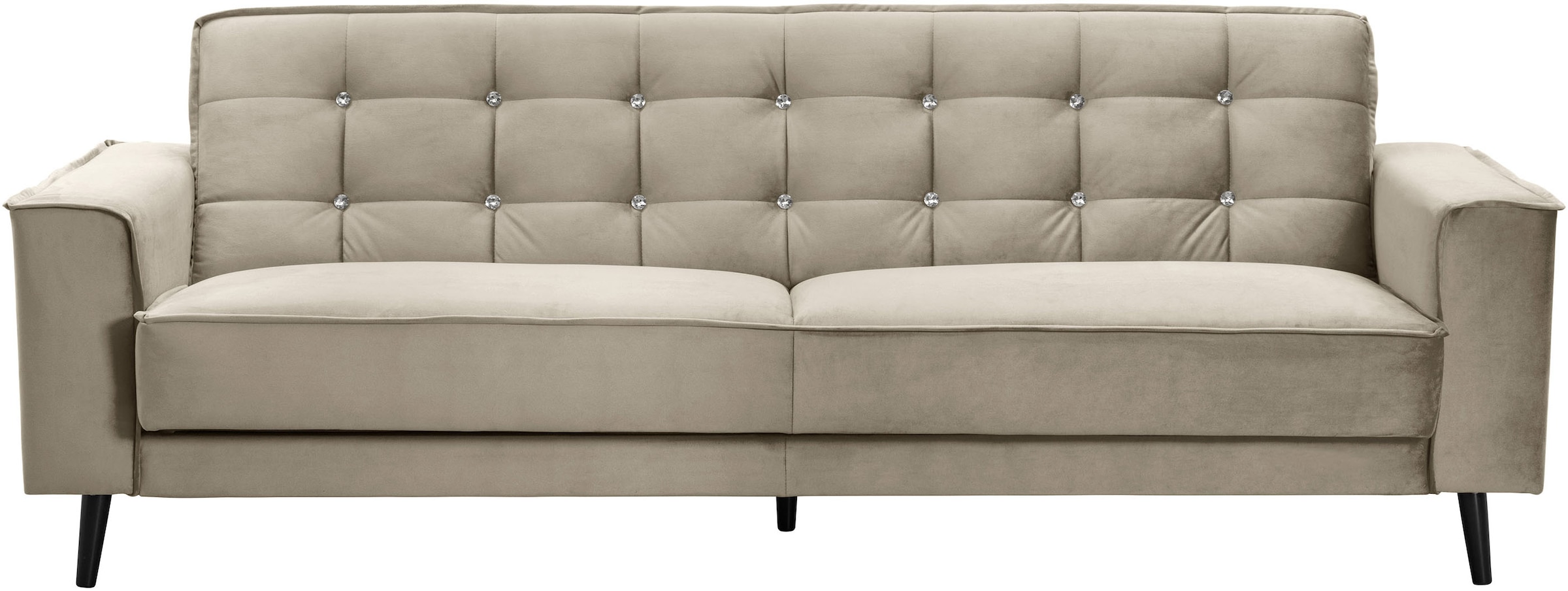 Max Winzer® Schlafsofa »Jersey, 3-Sitzer, Sofa in exklusivem Design, mit Strasssteinen«, handgefertigt, hochwertige Konstruktion, Samtvelours, mit Bettfunktion