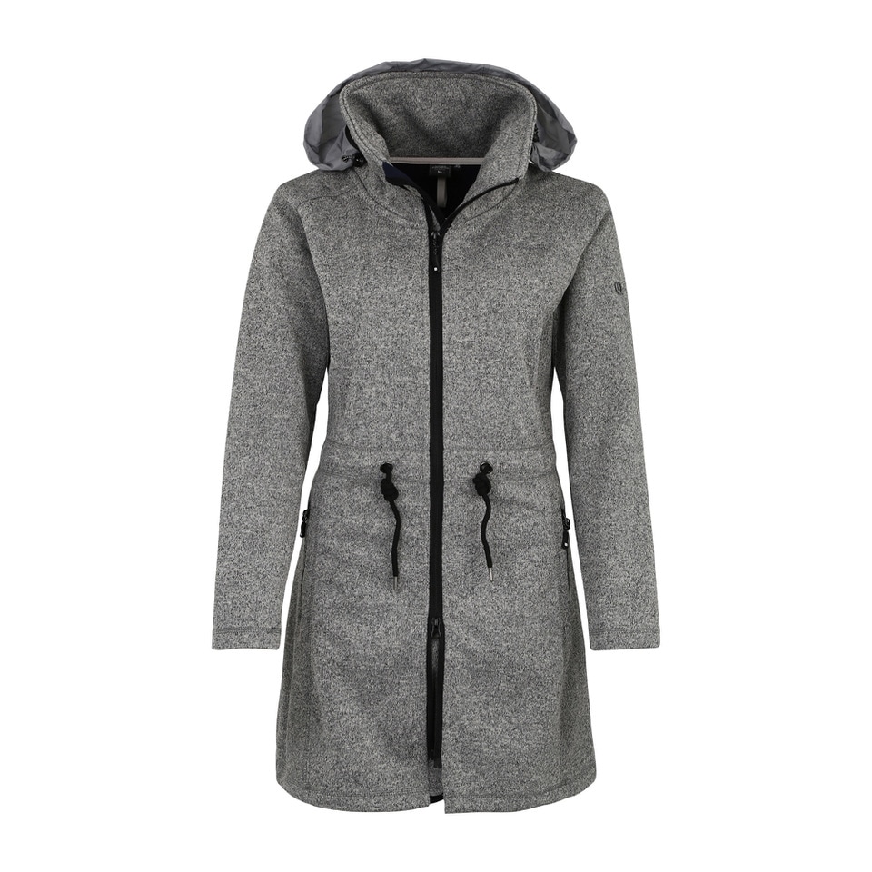 DEPROC Active Softshellparka "KEDGWICK WOMEN LONG" mit Kapuze Softshellmantel in urbaner Strickfleeceoptik