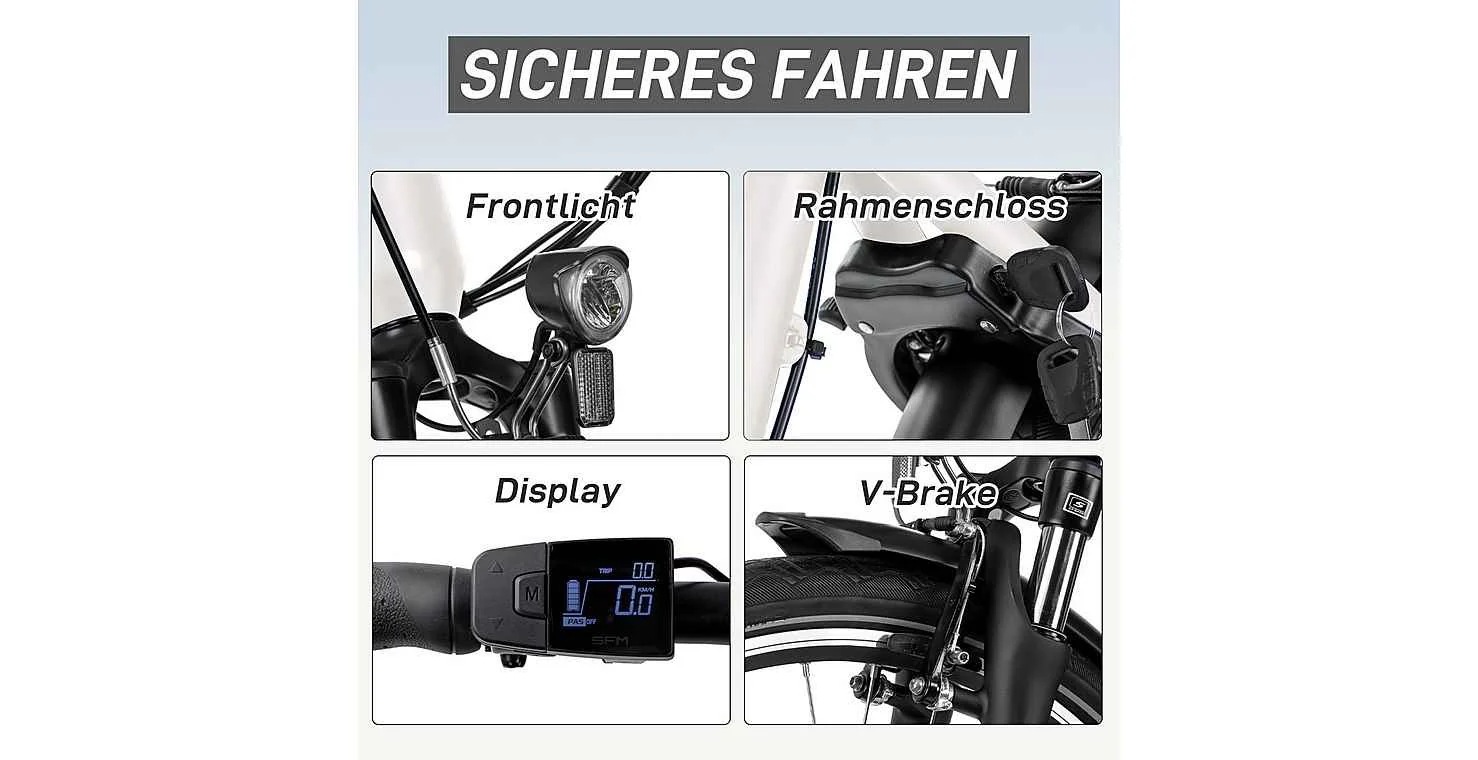 SAXONETTE »SAXONETTE E-Bike Cityrad Optimum Plus« 7 Gang Nabenschaltung Mittelmotor 250 W Packung,  (mit integr. Akku), Elektrofahrrad für Alltag und Einkauf